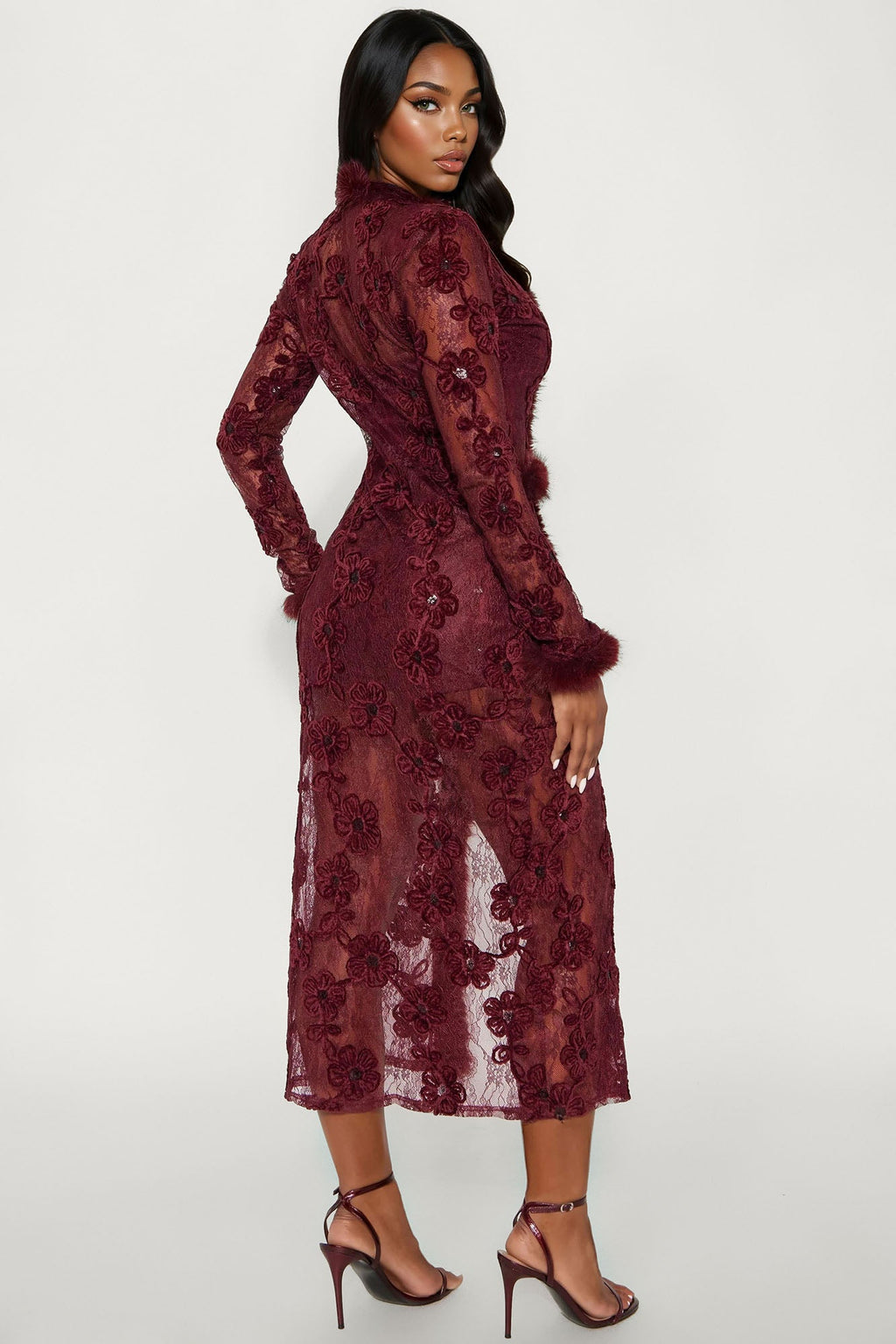Moments Like This Lace Duster And Short Set - Burgundy