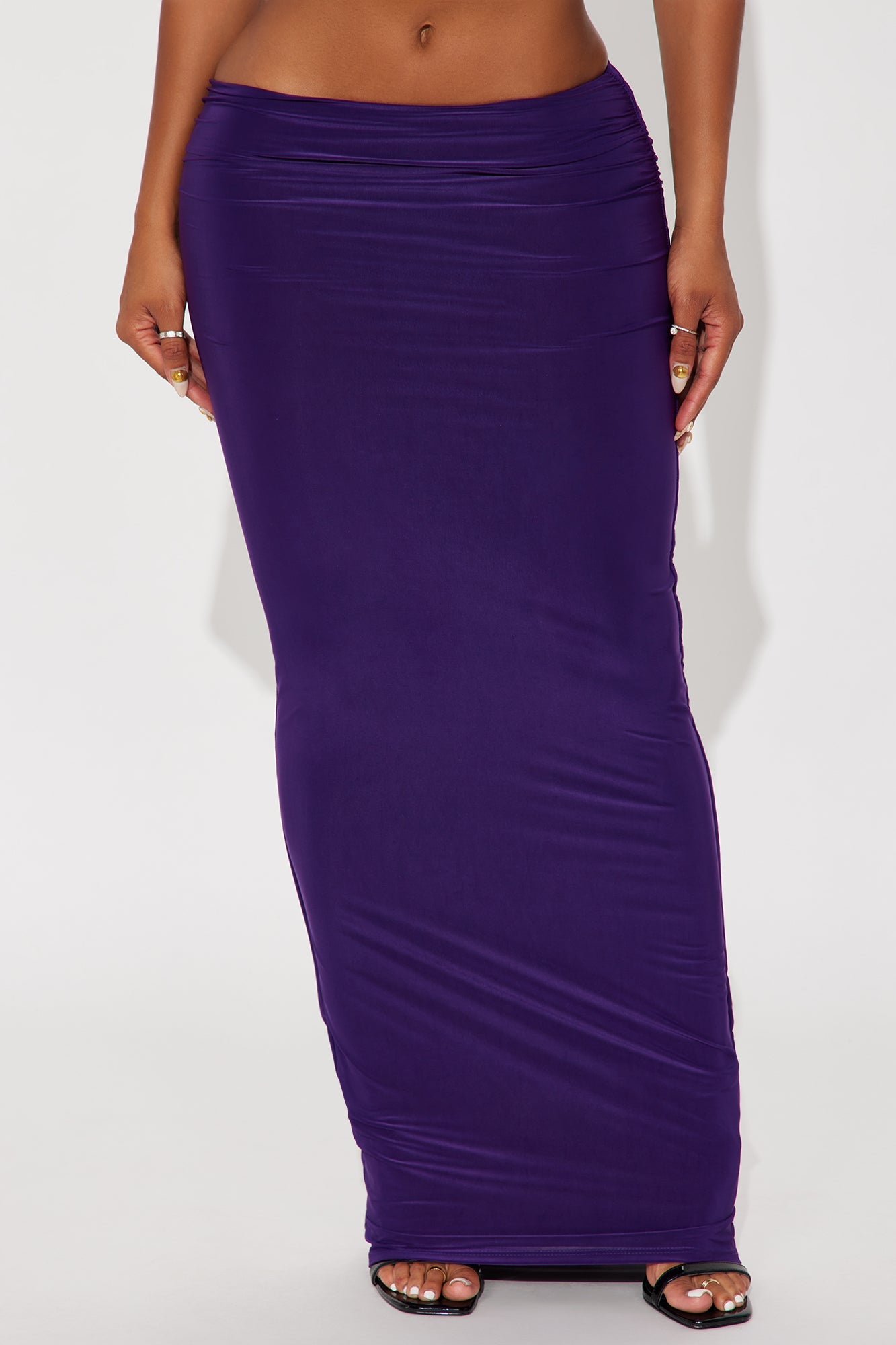 Alessandra Ruched Bodycon Maxi Skirt - Plum