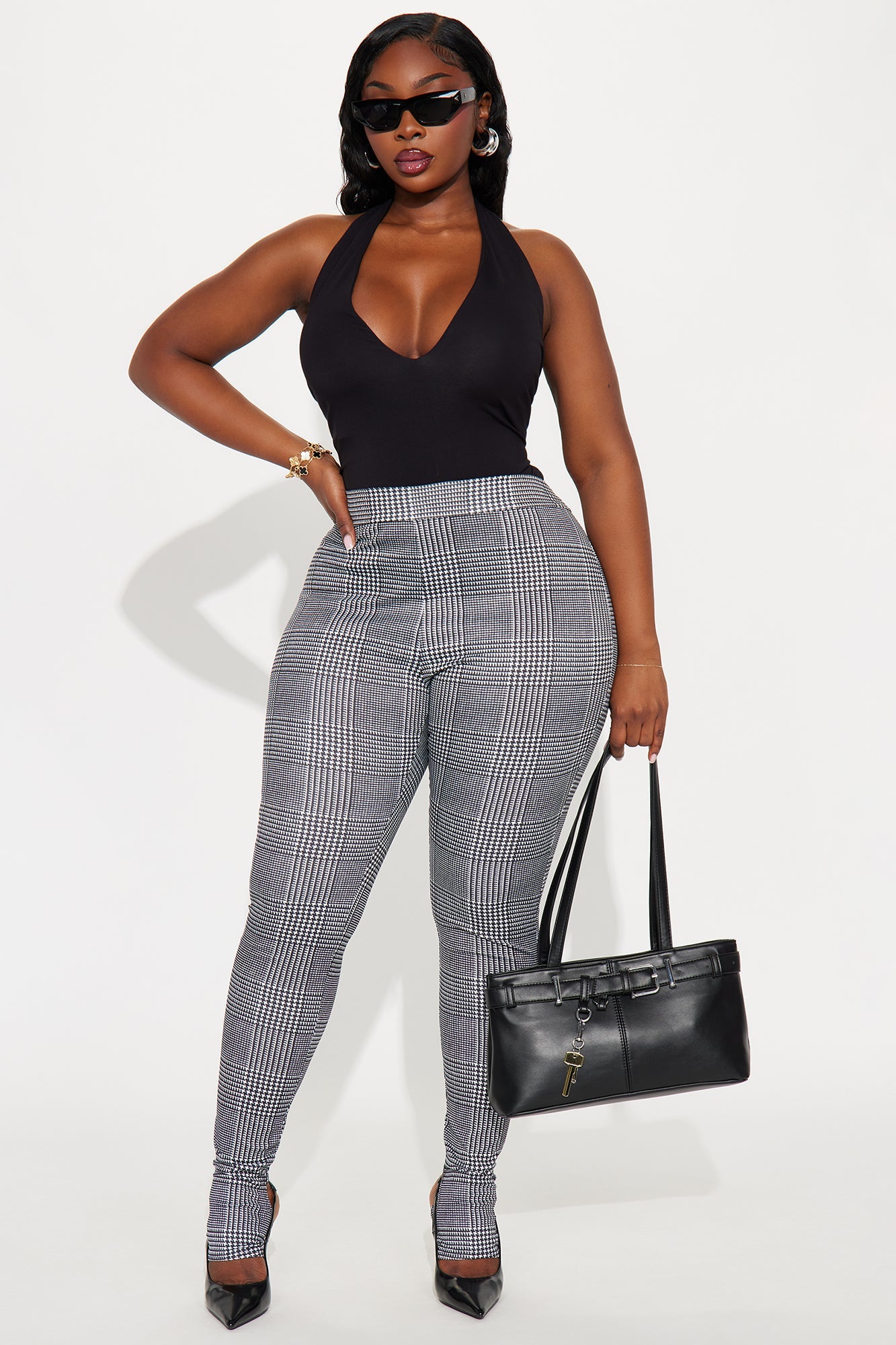 Clearly Focused On You Houndstooth Footed Legging - Black/White