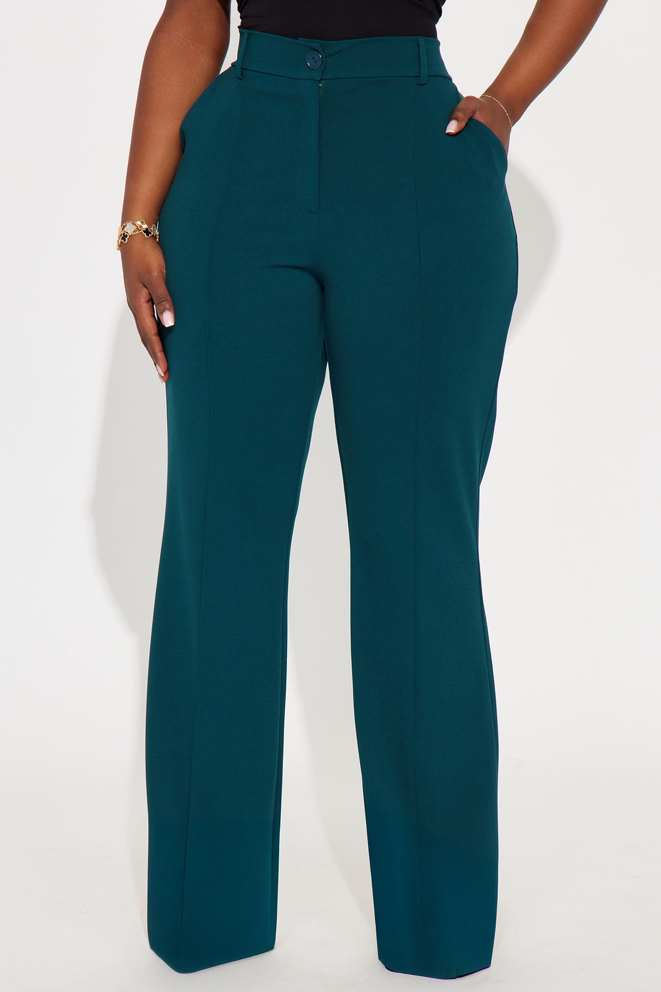 Heidi Wide Leg Trouser Pant - Hunter Green