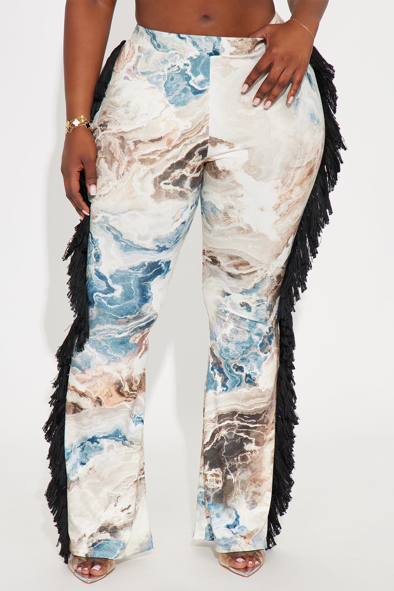 All At Once Fringe Flare Pant - Blue/combo