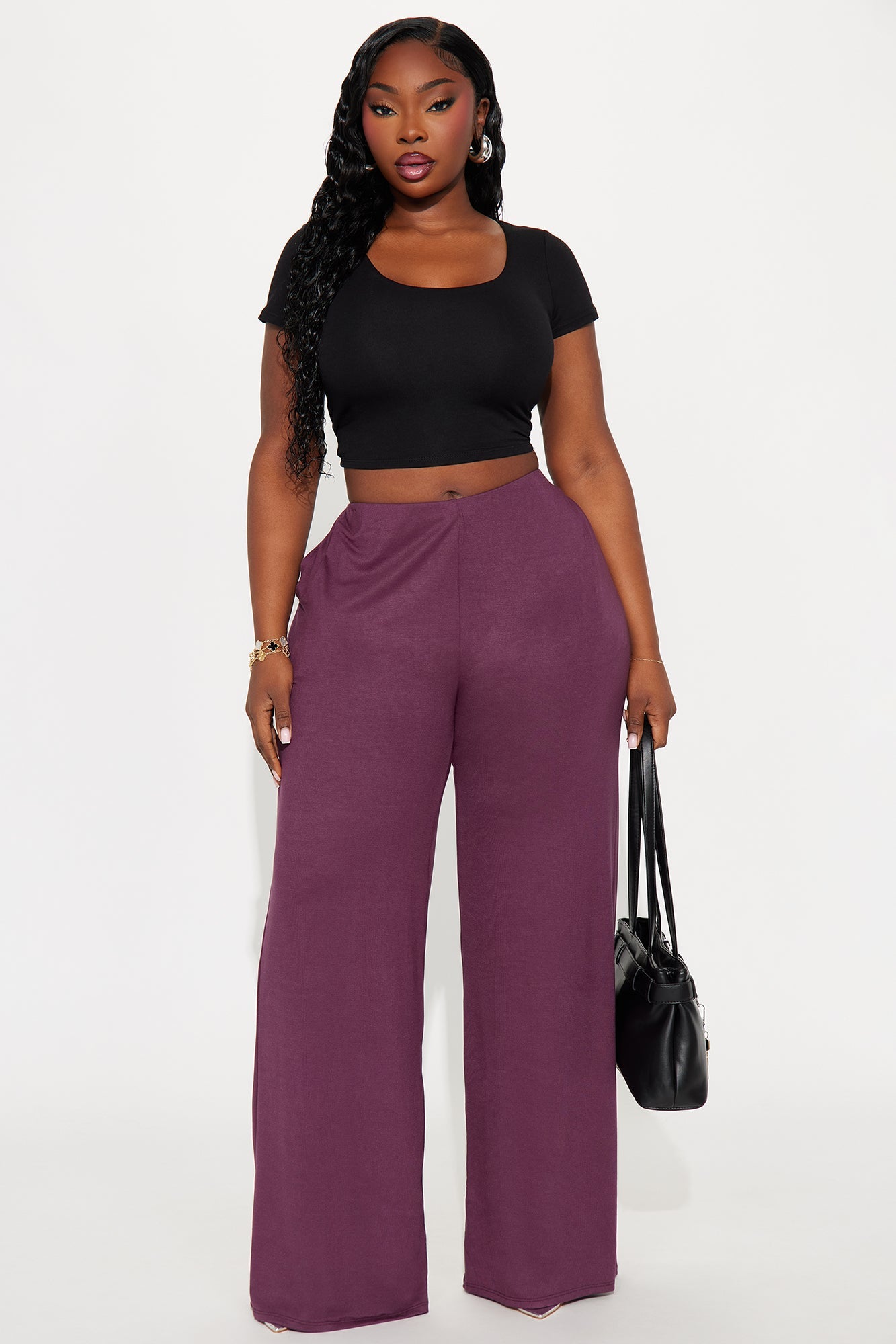 Samaria Easy Jersey Wide Leg Pant 32 - Plum