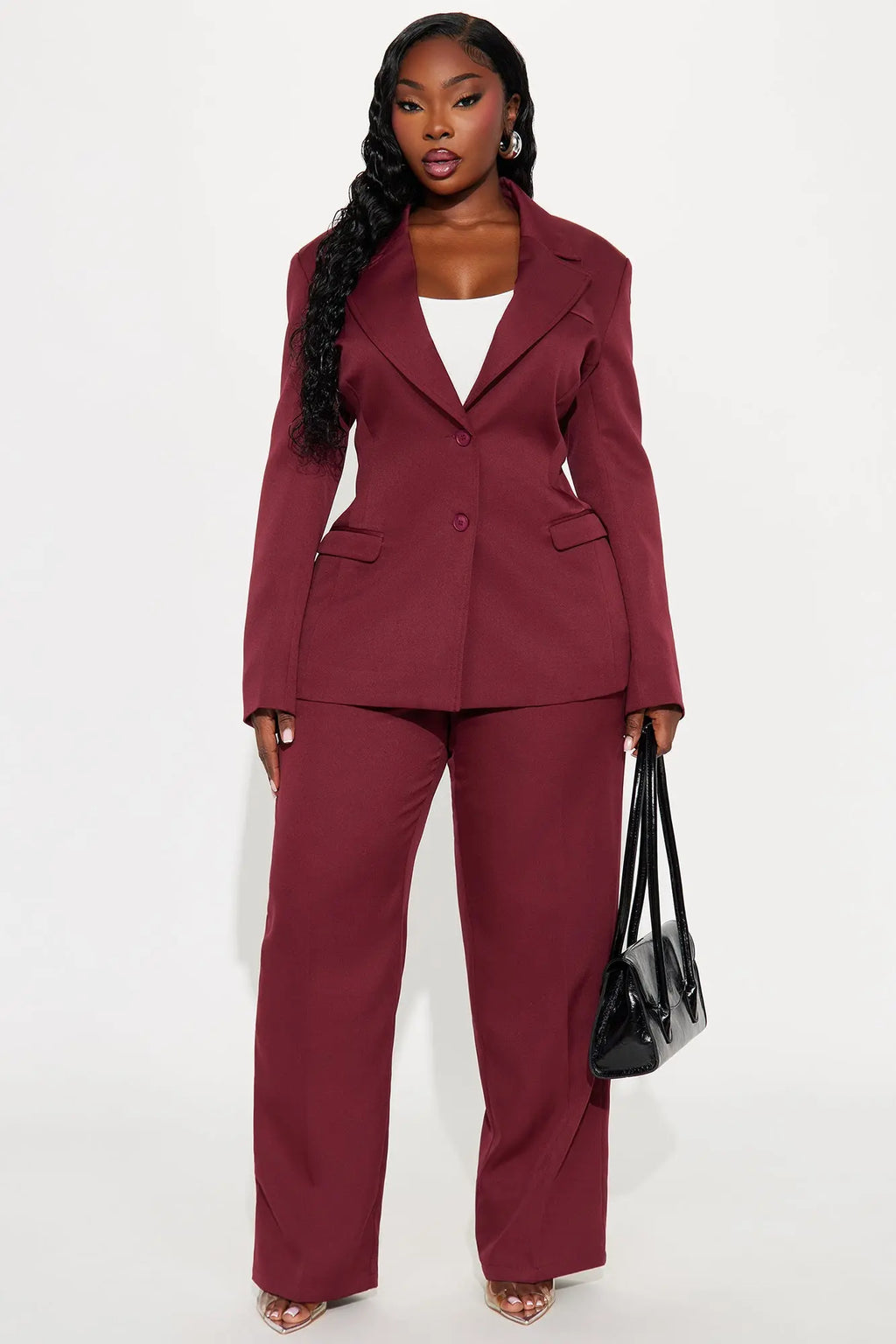 Kendall Hourglass Fitted Blazer - Burgundy 
