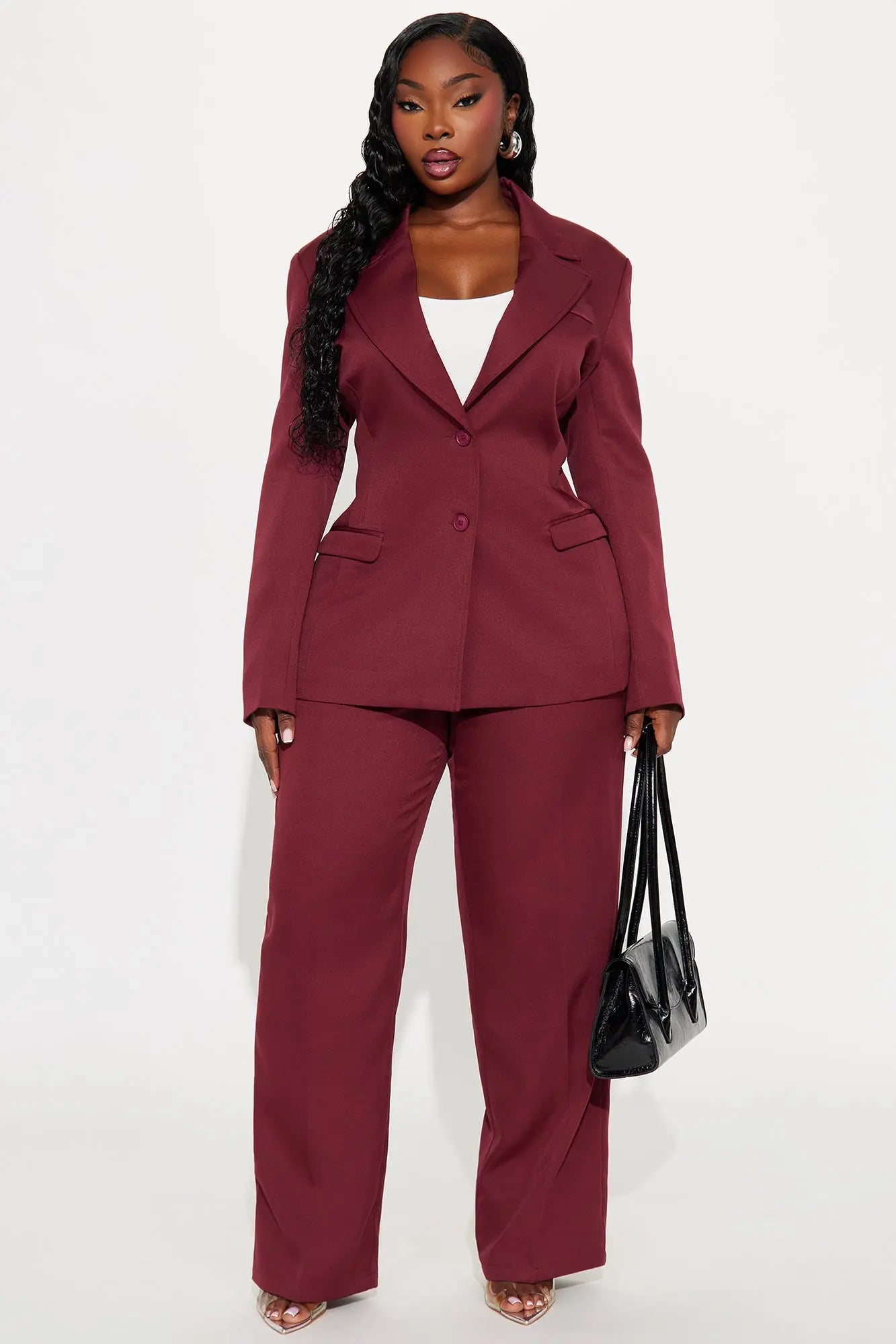 Kendall Hourglass Fitted Blazer - Burgundy 