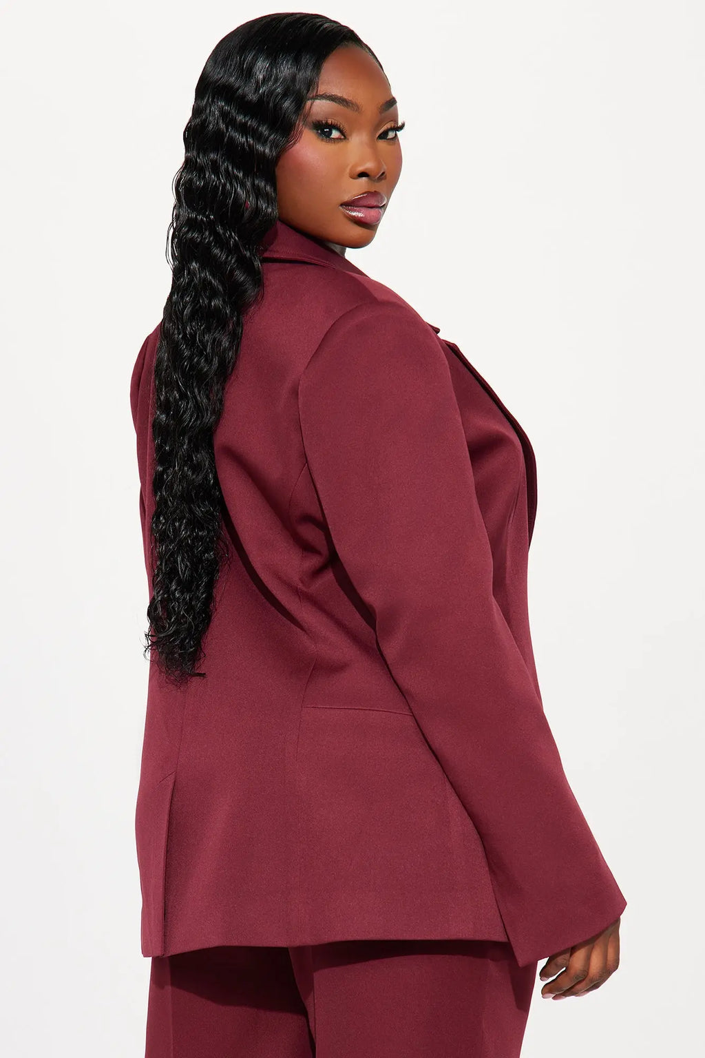 Kendall Hourglass Fitted Blazer - Burgundy 
