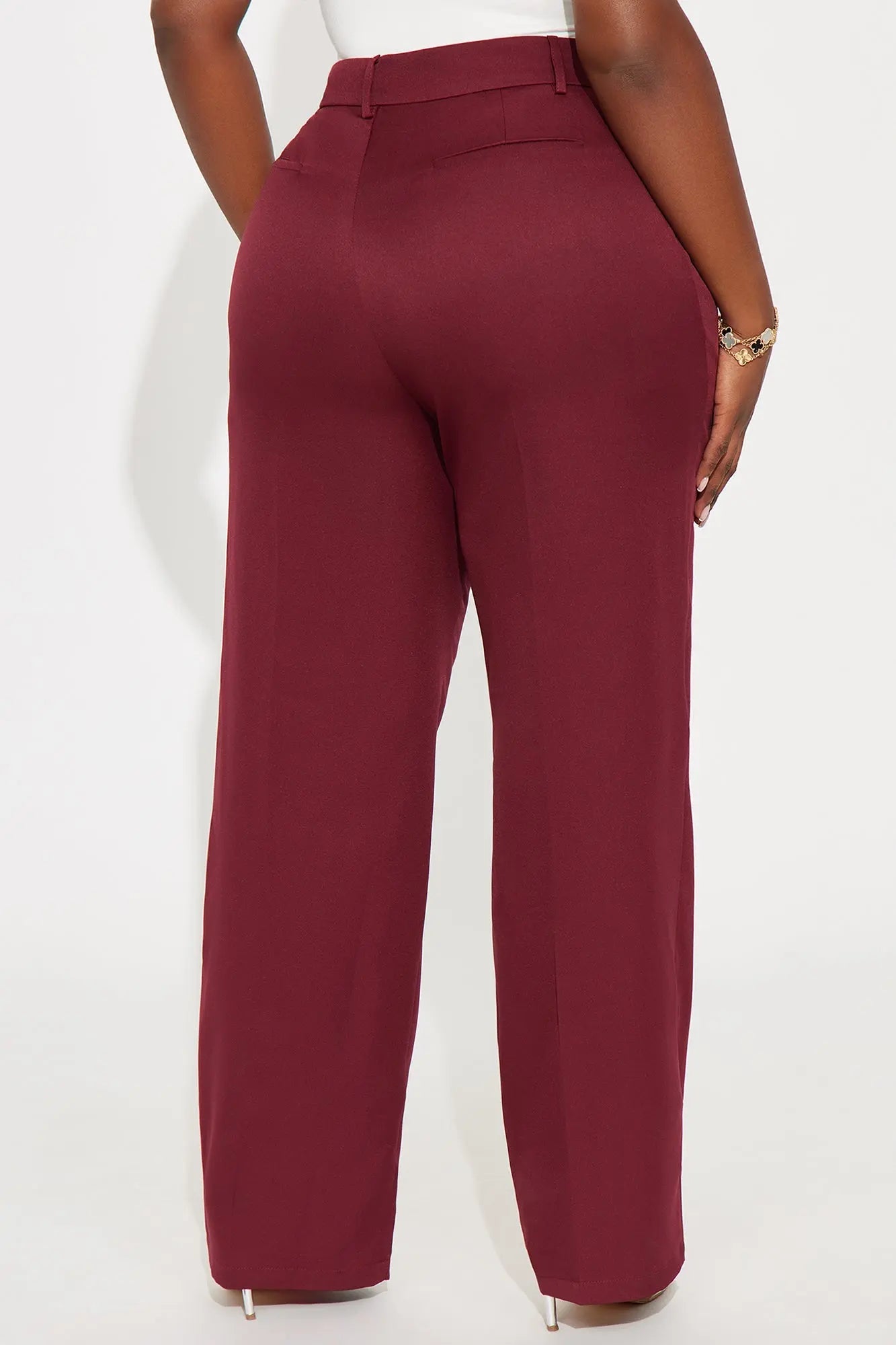 Kendall High Rise Trouser Pant - Burgundy 