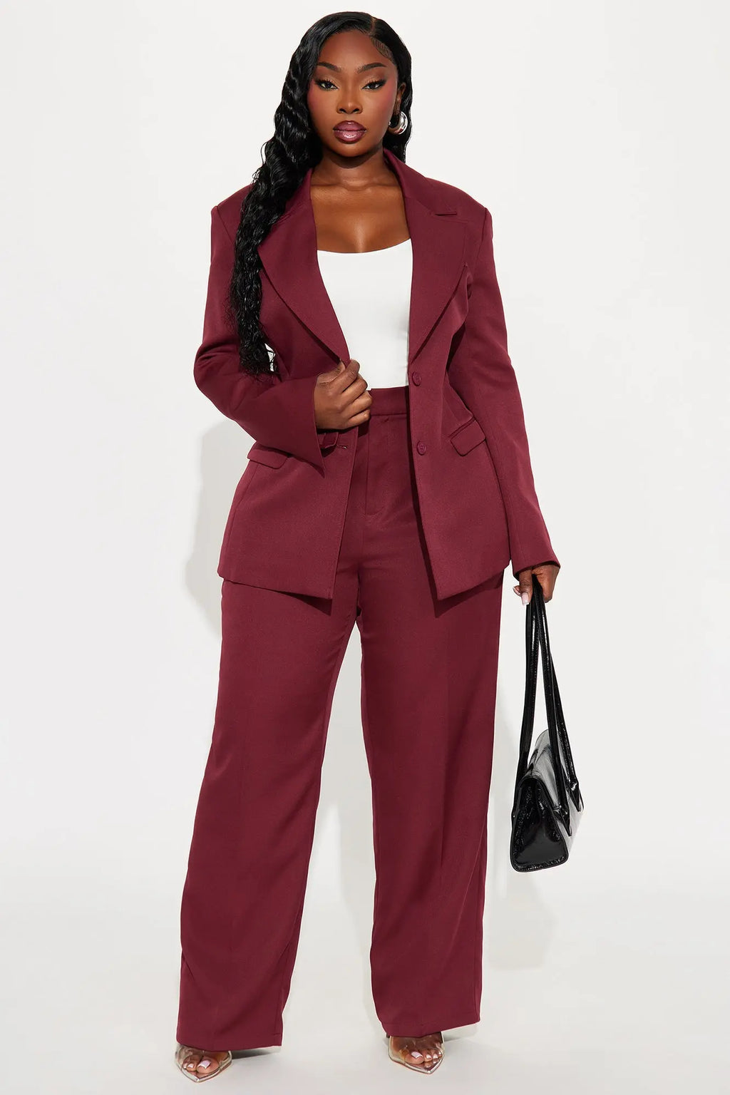 Kendall High Rise Trouser Pant - Burgundy 