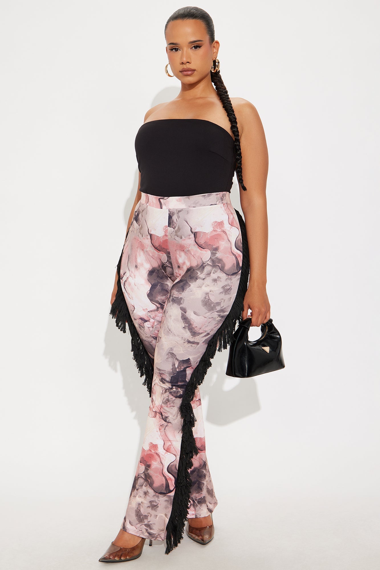 All At Once Fringe Flare Pant - Pink/combo