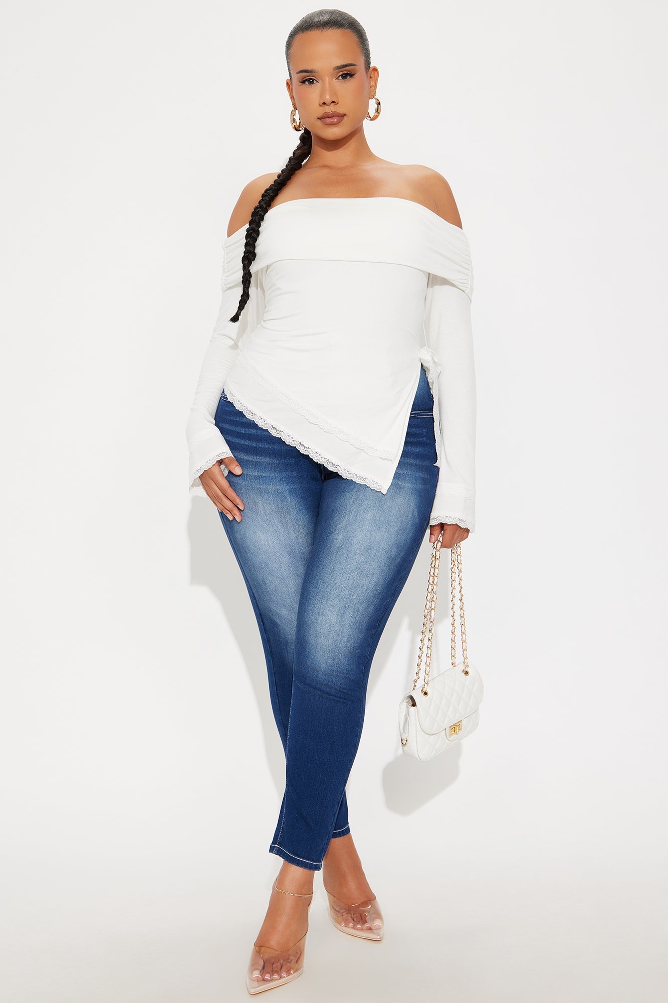 Minnie Asymmetrical Off Shoulder Top - Off White