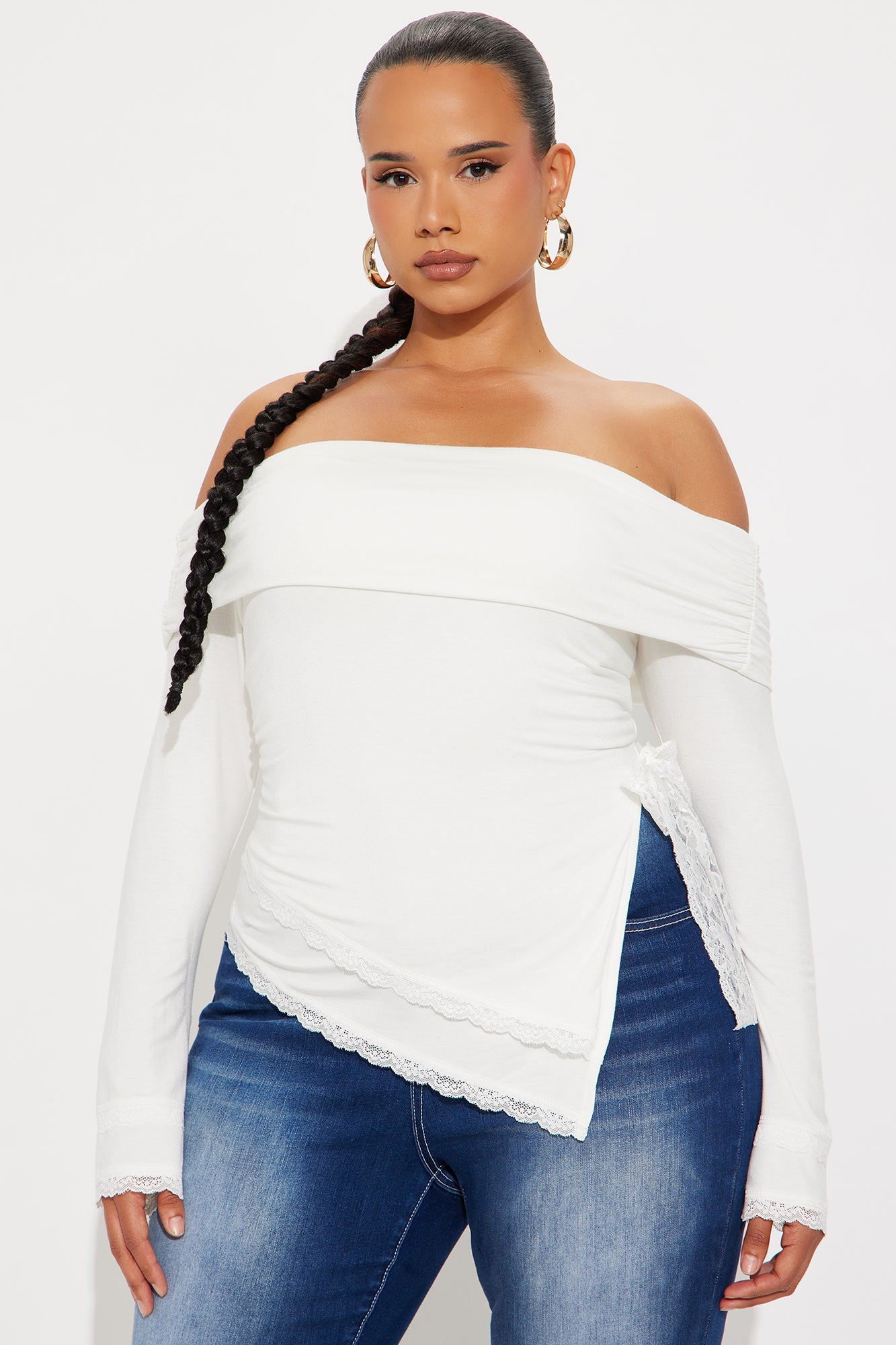 Minnie Asymmetrical Off Shoulder Top - Off White