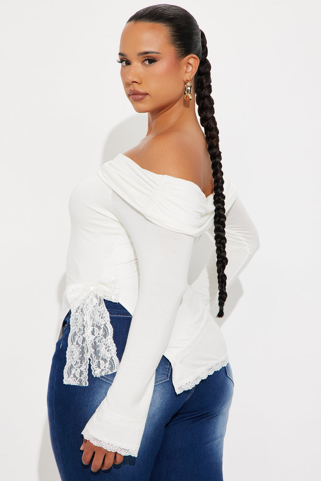 Minnie Asymmetrical Off Shoulder Top - Off White