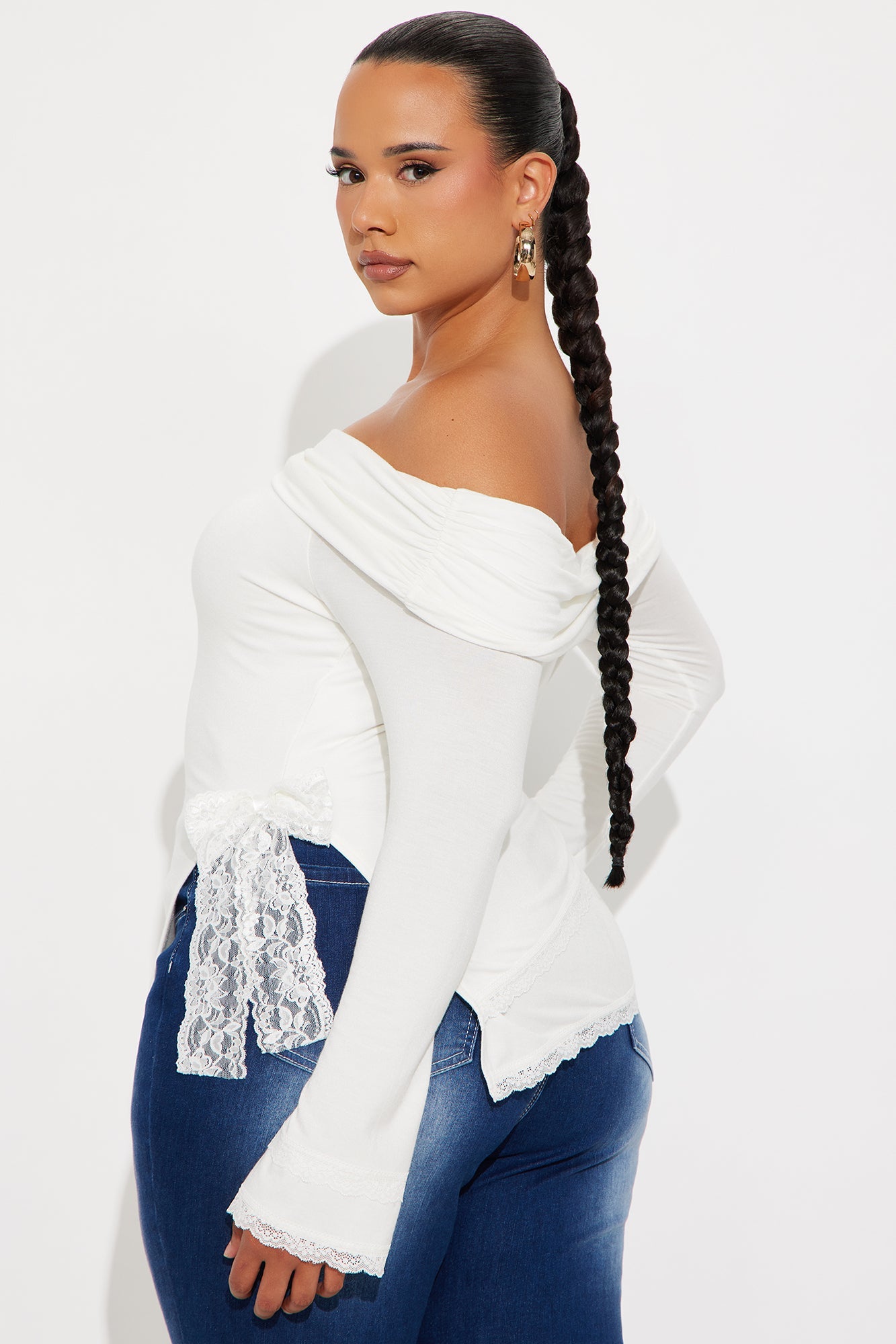Minnie Asymmetrical Off Shoulder Top - Off White