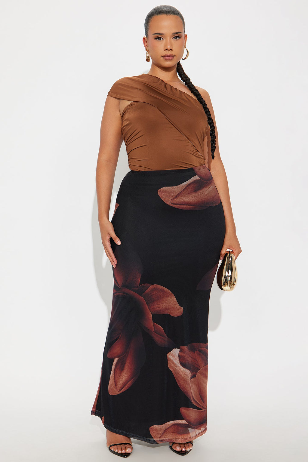 Lilith Floral Mesh Maxi Skirt - Black/combo