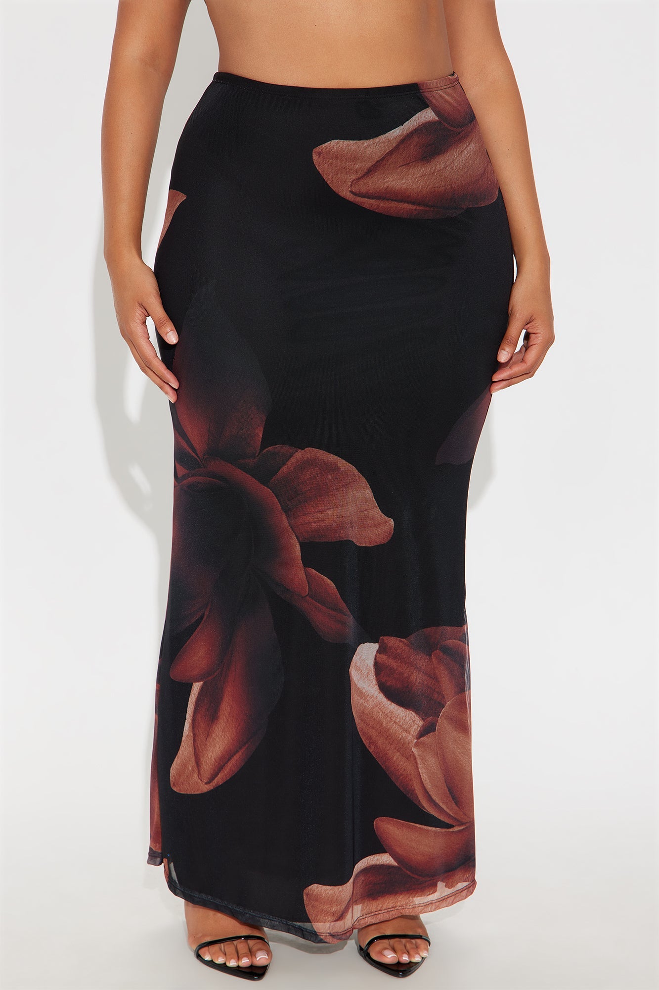 Lilith Floral Mesh Maxi Skirt - Black/combo