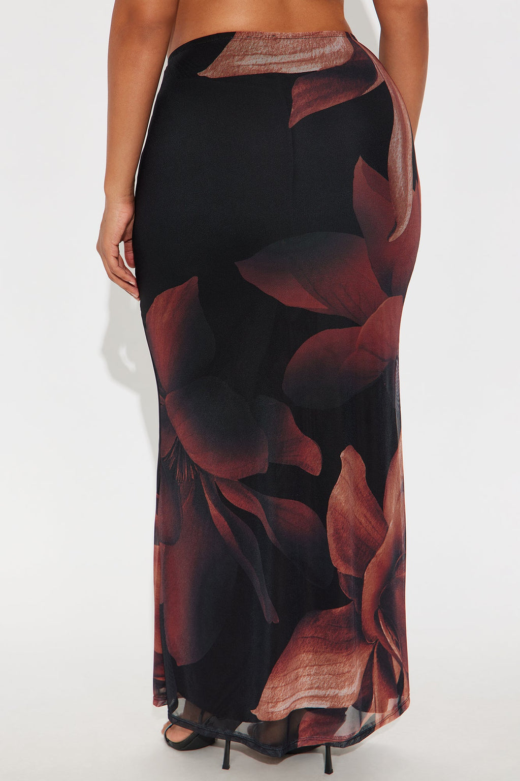 Lilith Floral Mesh Maxi Skirt - Black/combo