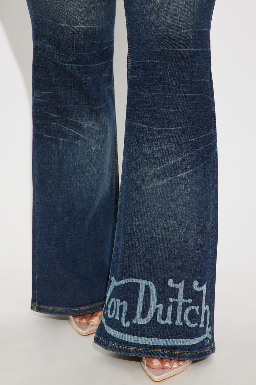 Von Dutch Tinted Low Rise Flare Jeans - Vintage Wash