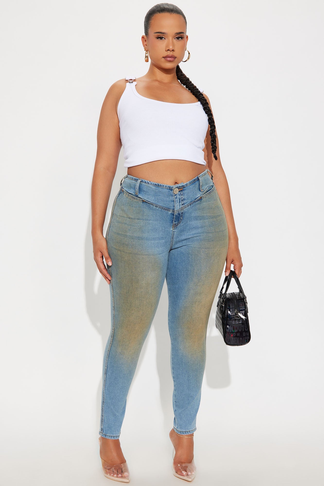 Von Dutch Low Rise Tinted Skinny Jeans - Light Wash