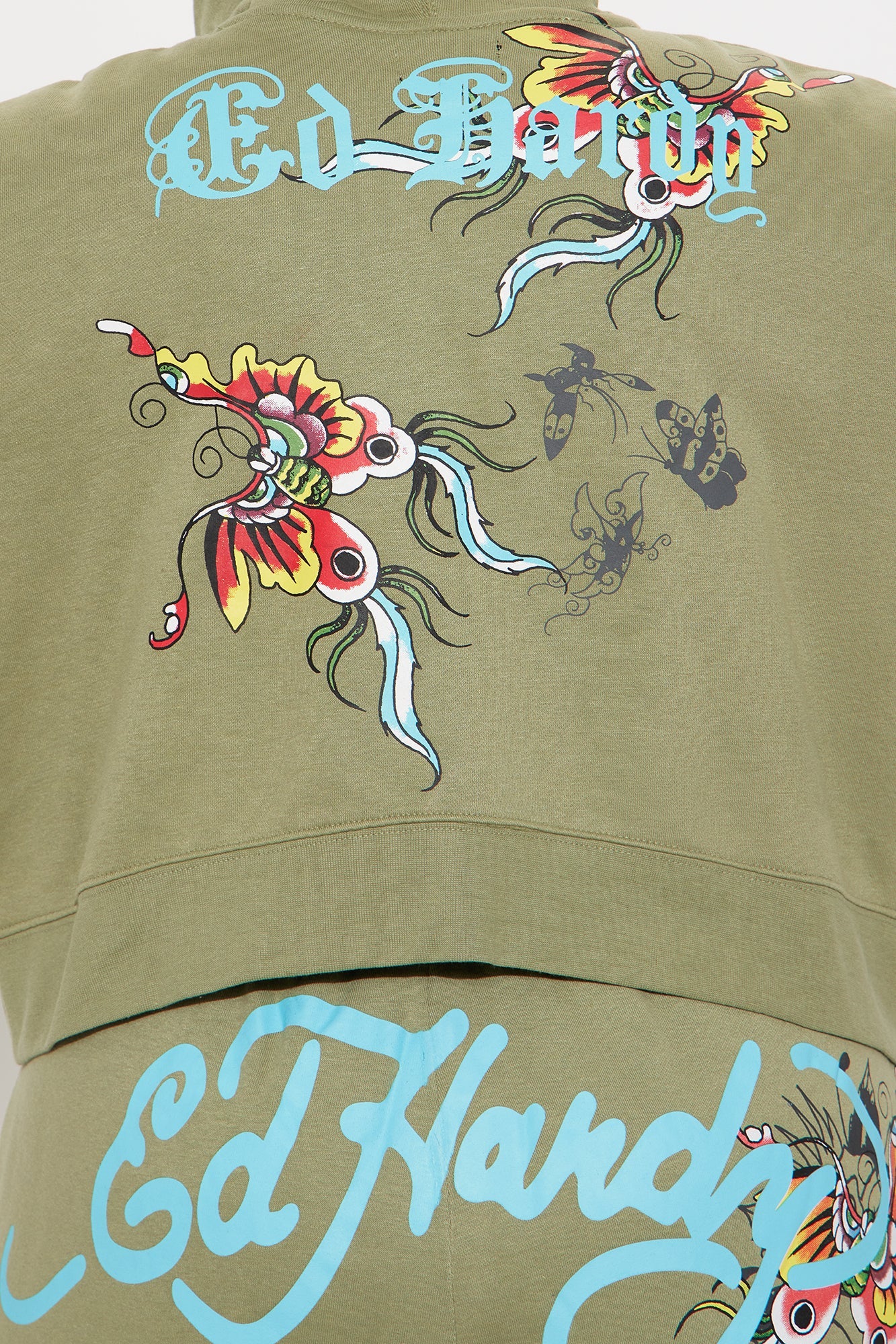 Ed Hardy Butterfly Zip Front Hoodie - Sage