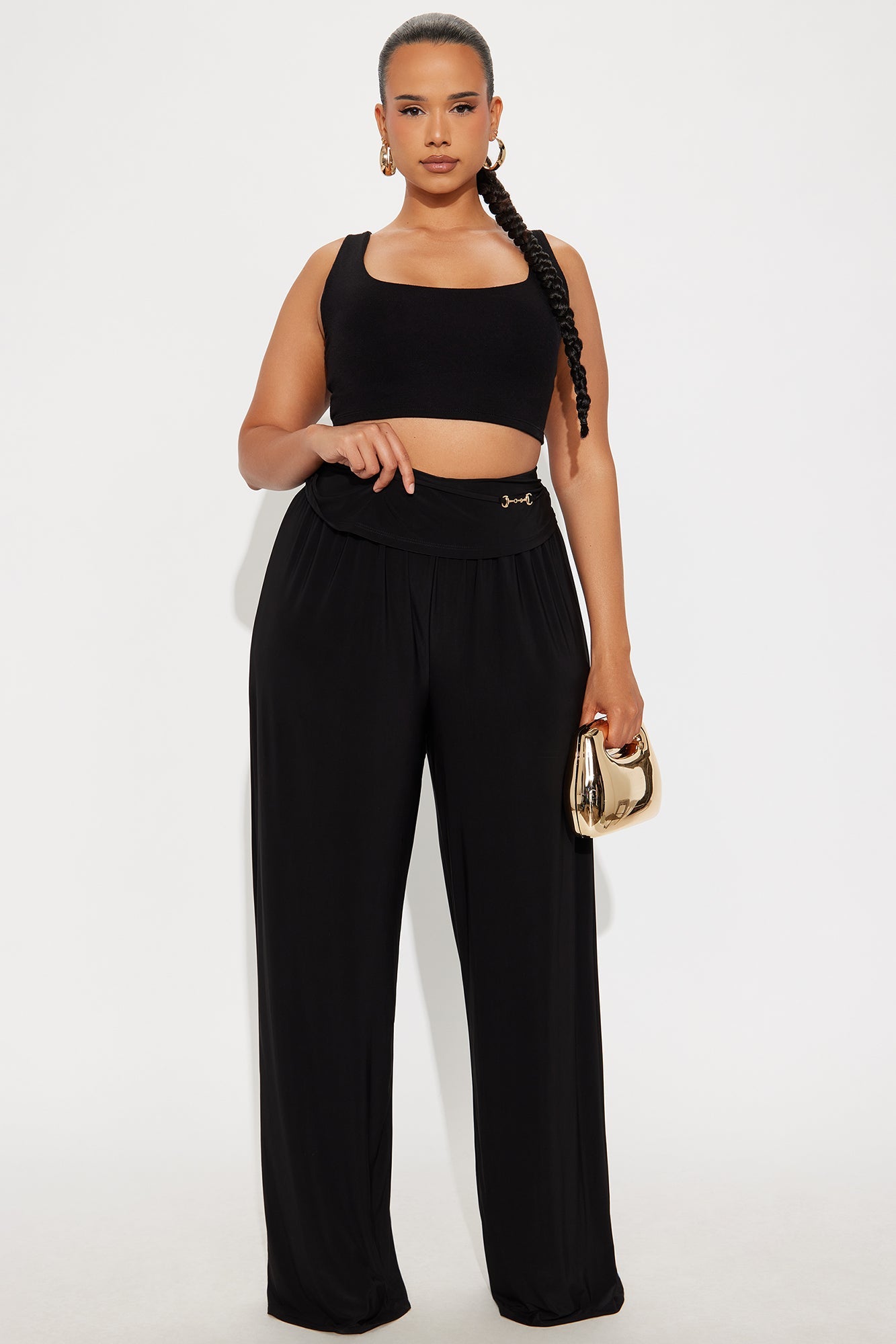 I'm The Moment Mid Rise Wide Leg Hardware Pant 33 - Black