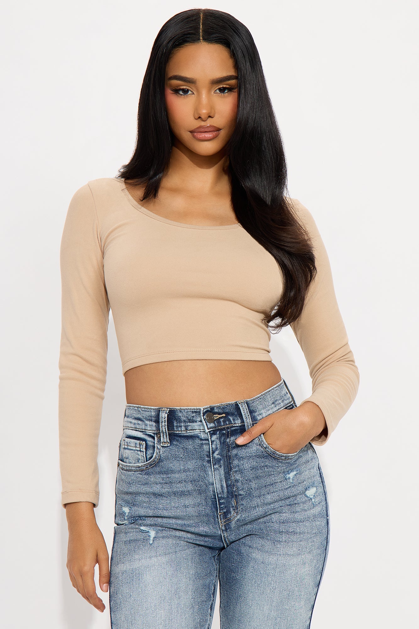 Gia Scoop Neck Double Lined Top - Taupe