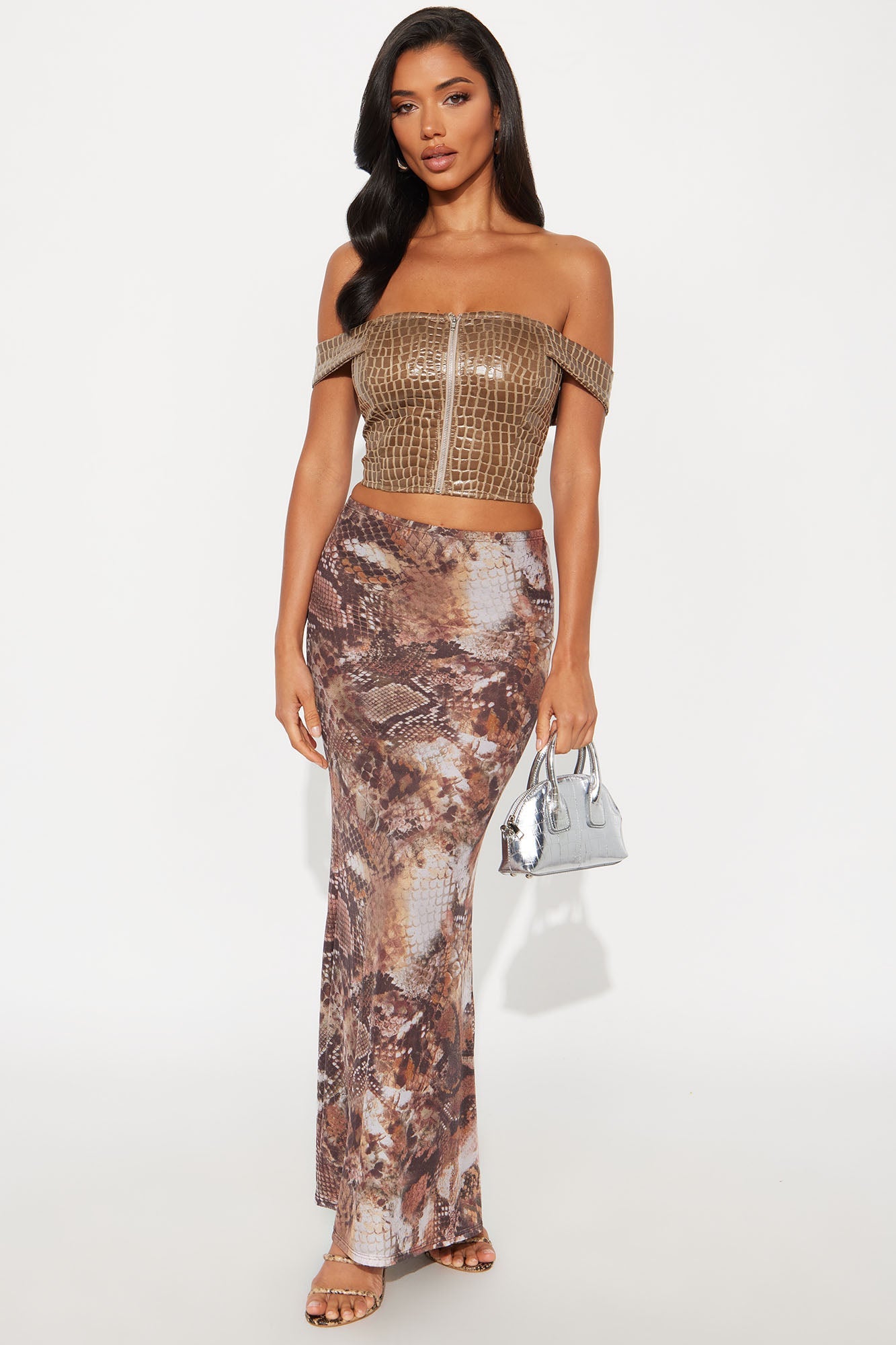 Mavis Off Shoulder Faux Leather Top - Olive