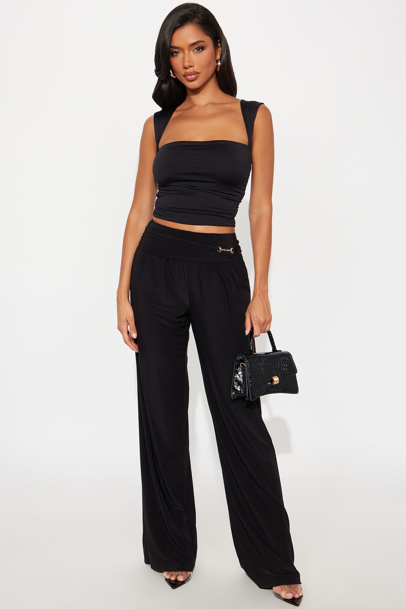 I'm The Moment Mid Rise Wide Leg Hardware Pant 33 - Black