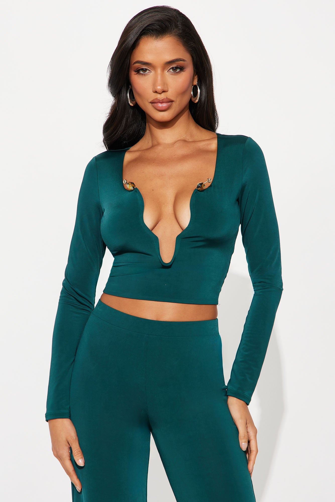 Alejandra Wide Leg Pant Set - Hunter Green