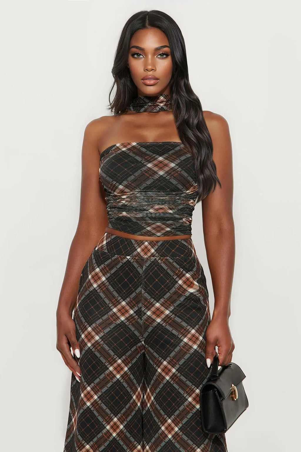 Meet You There Plaid 3 Piece Pant Set - Black/combo 