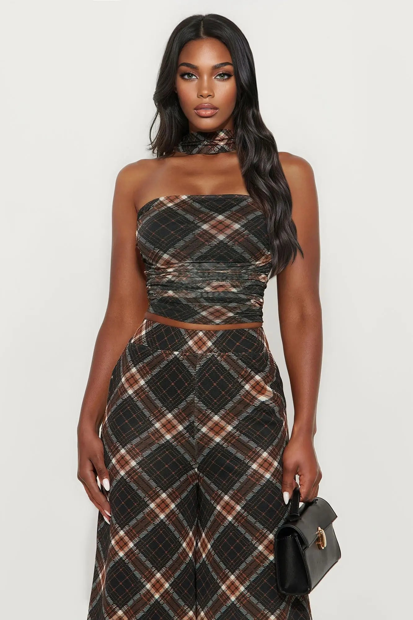 Meet You There Plaid 3 Piece Pant Set - Black/combo 
