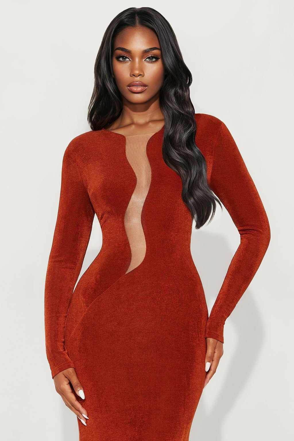Eyes On Slinky Maxi Dress - Rust