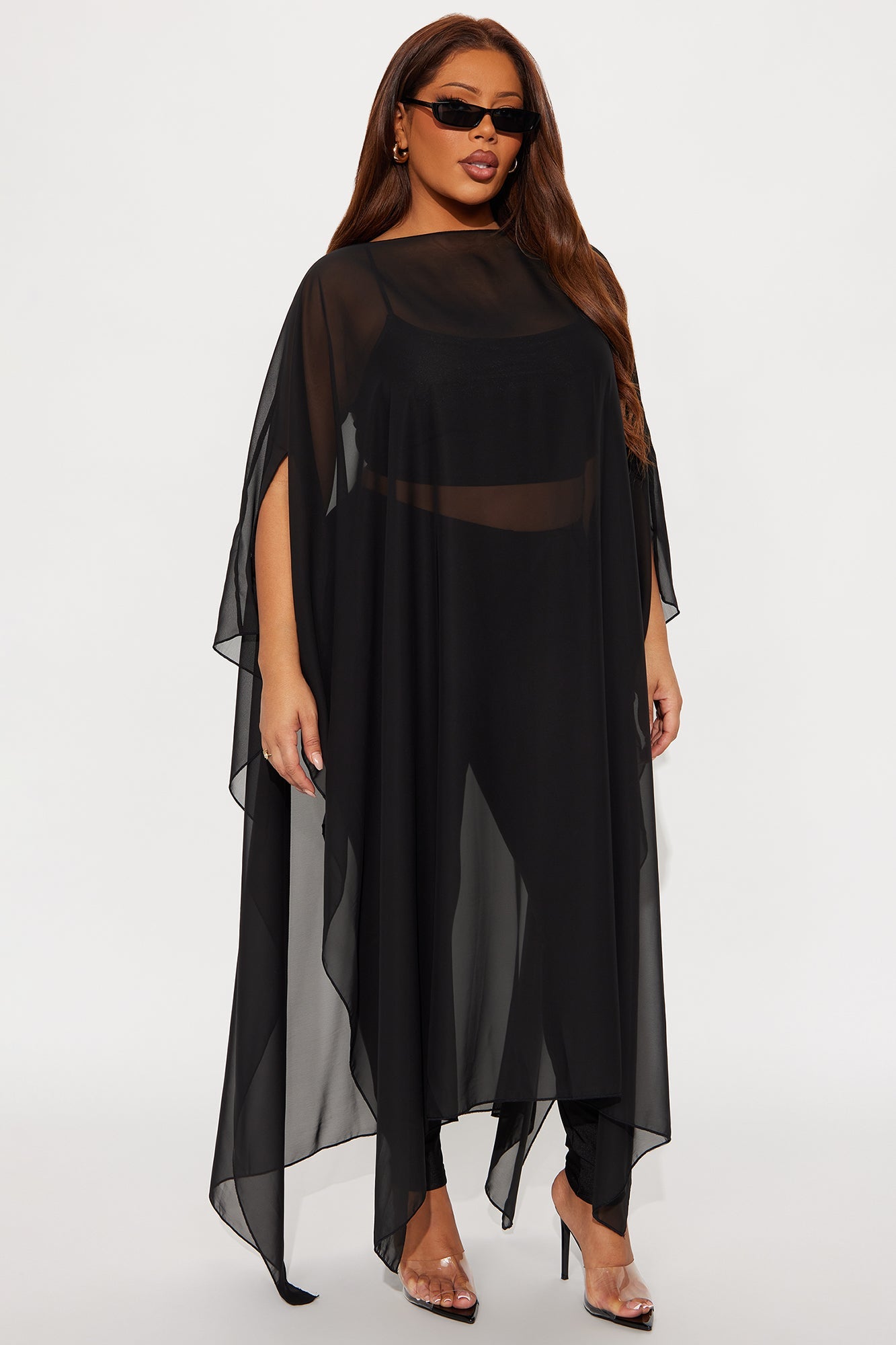Just A Glimpse Draped 3 Piece Pant Set - Black