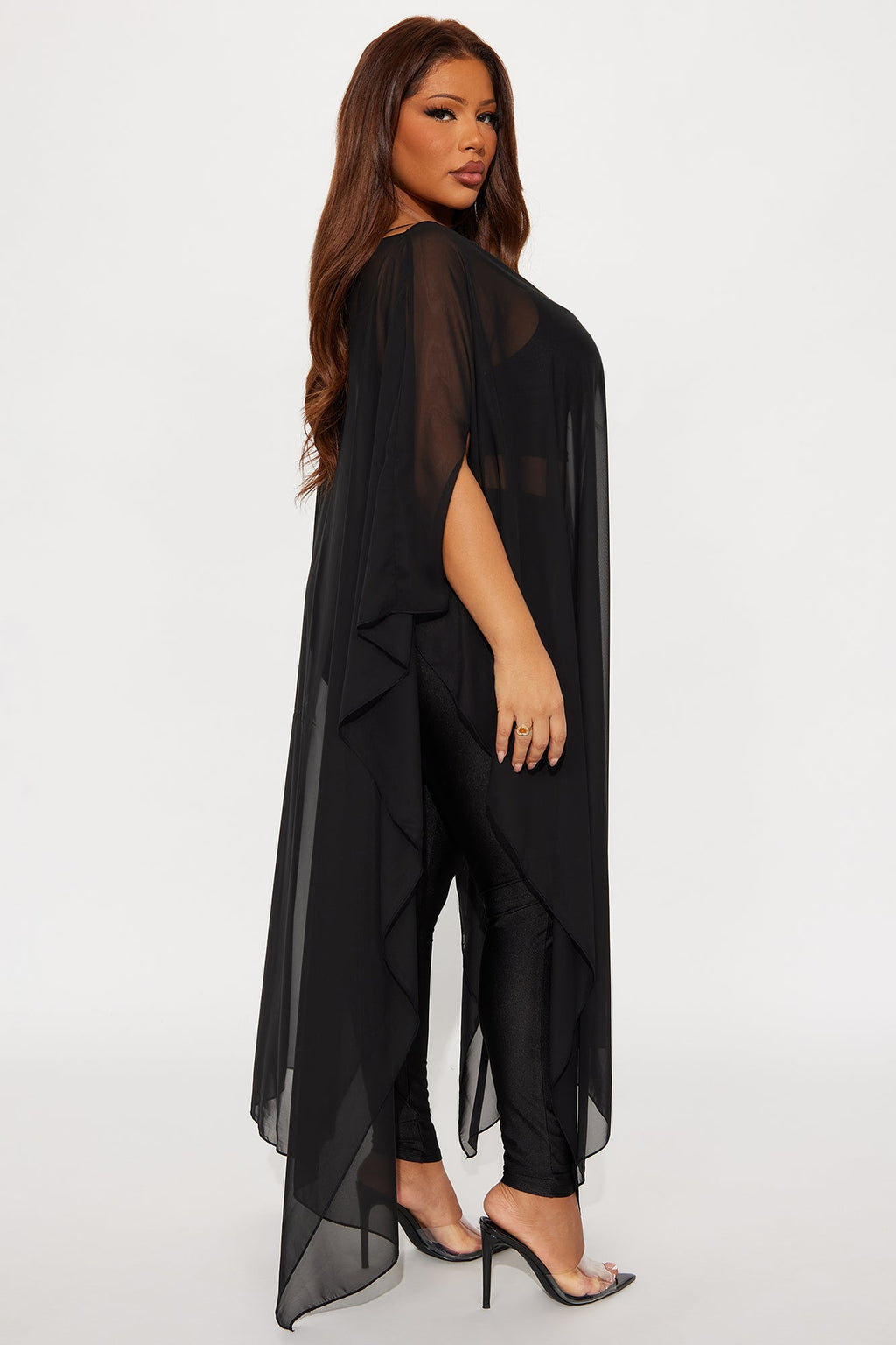 Just A Glimpse Draped 3 Piece Pant Set - Black