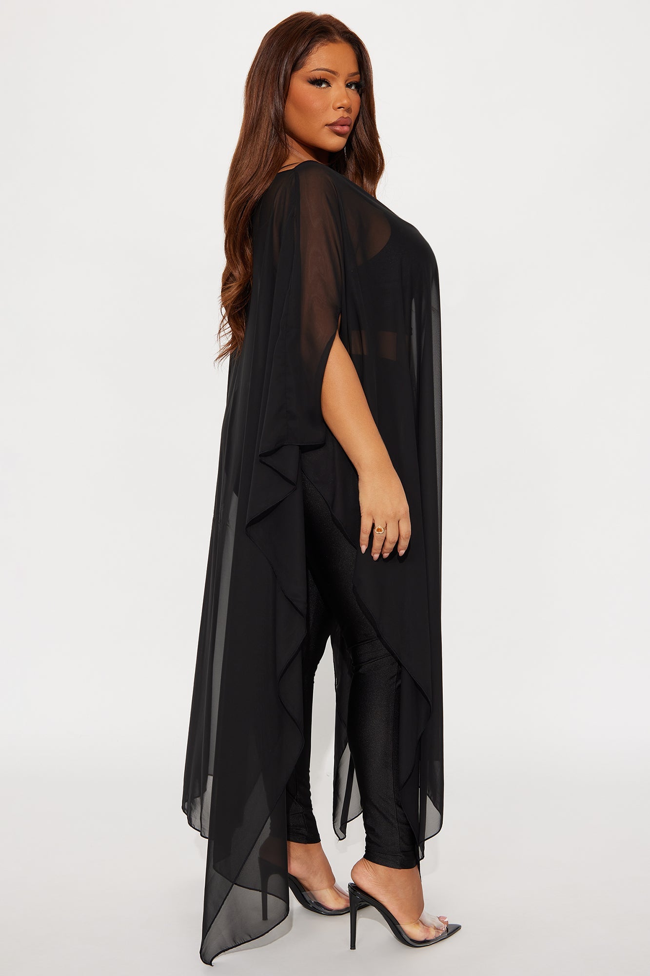 Just A Glimpse Draped 3 Piece Pant Set - Black