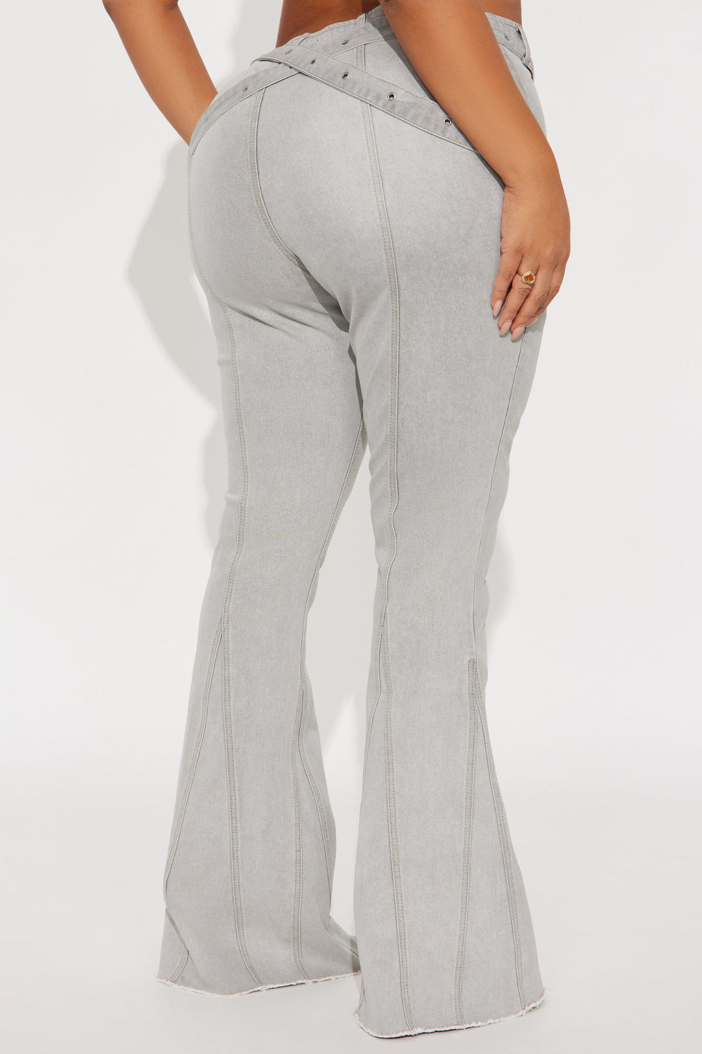Meet Me Later Soft Stretch Flare Jeans - Grey