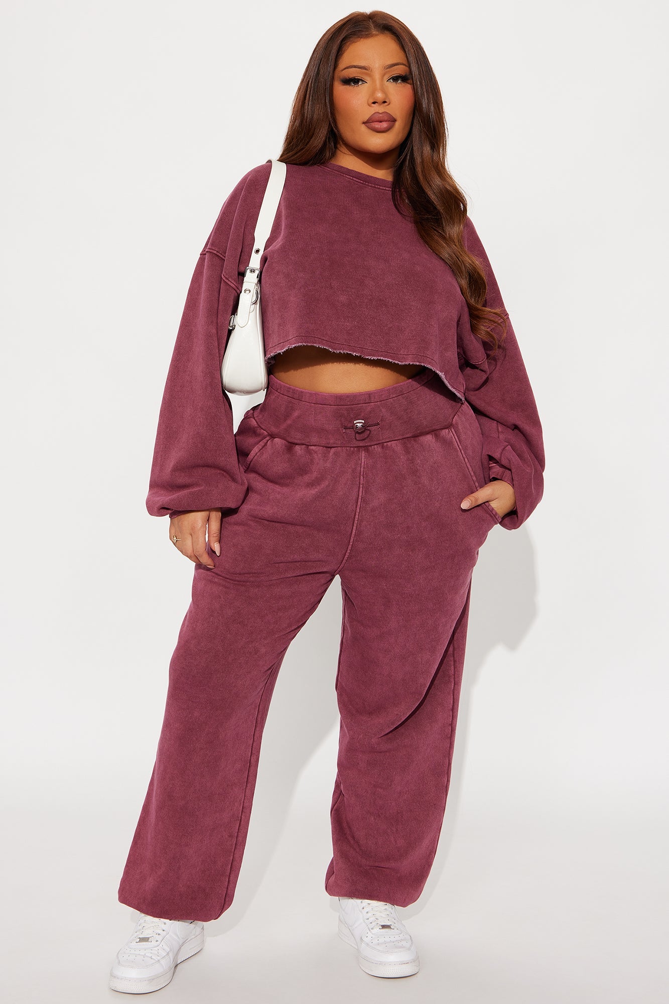 Feeling Good Fleece Jogger Set - Burgundy