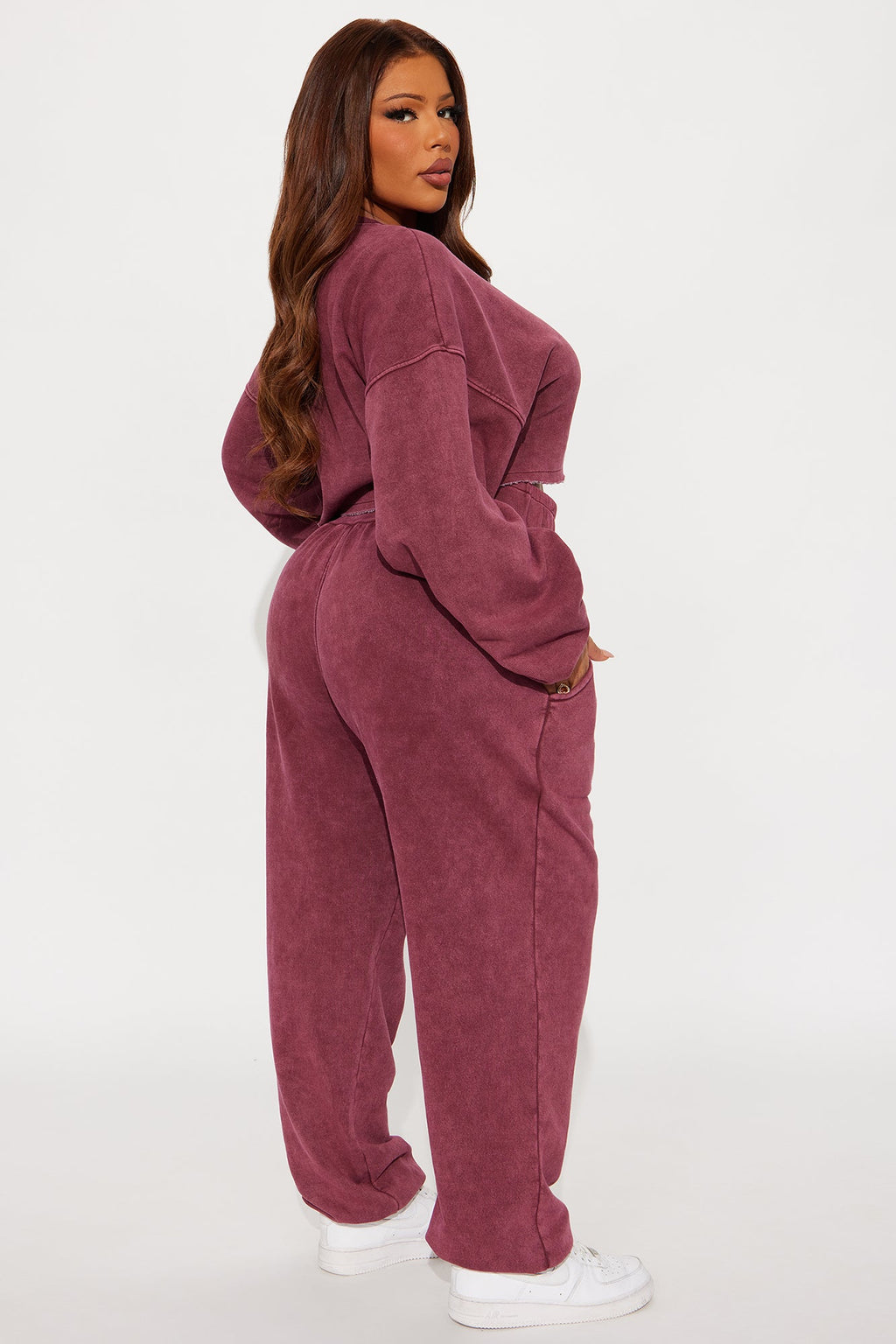 Feeling Good Fleece Jogger Set - Burgundy