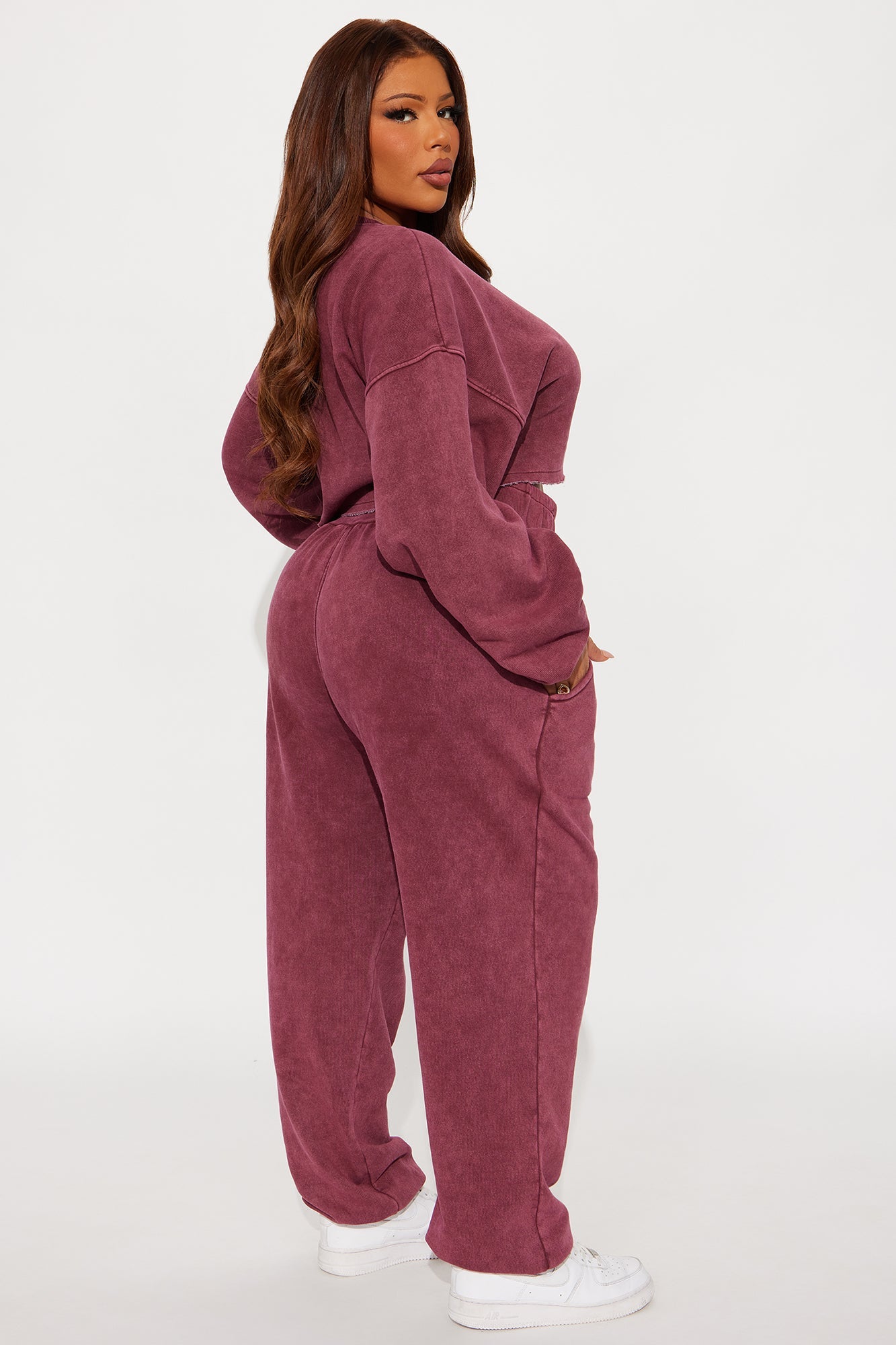 Feeling Good Fleece Jogger Set - Burgundy