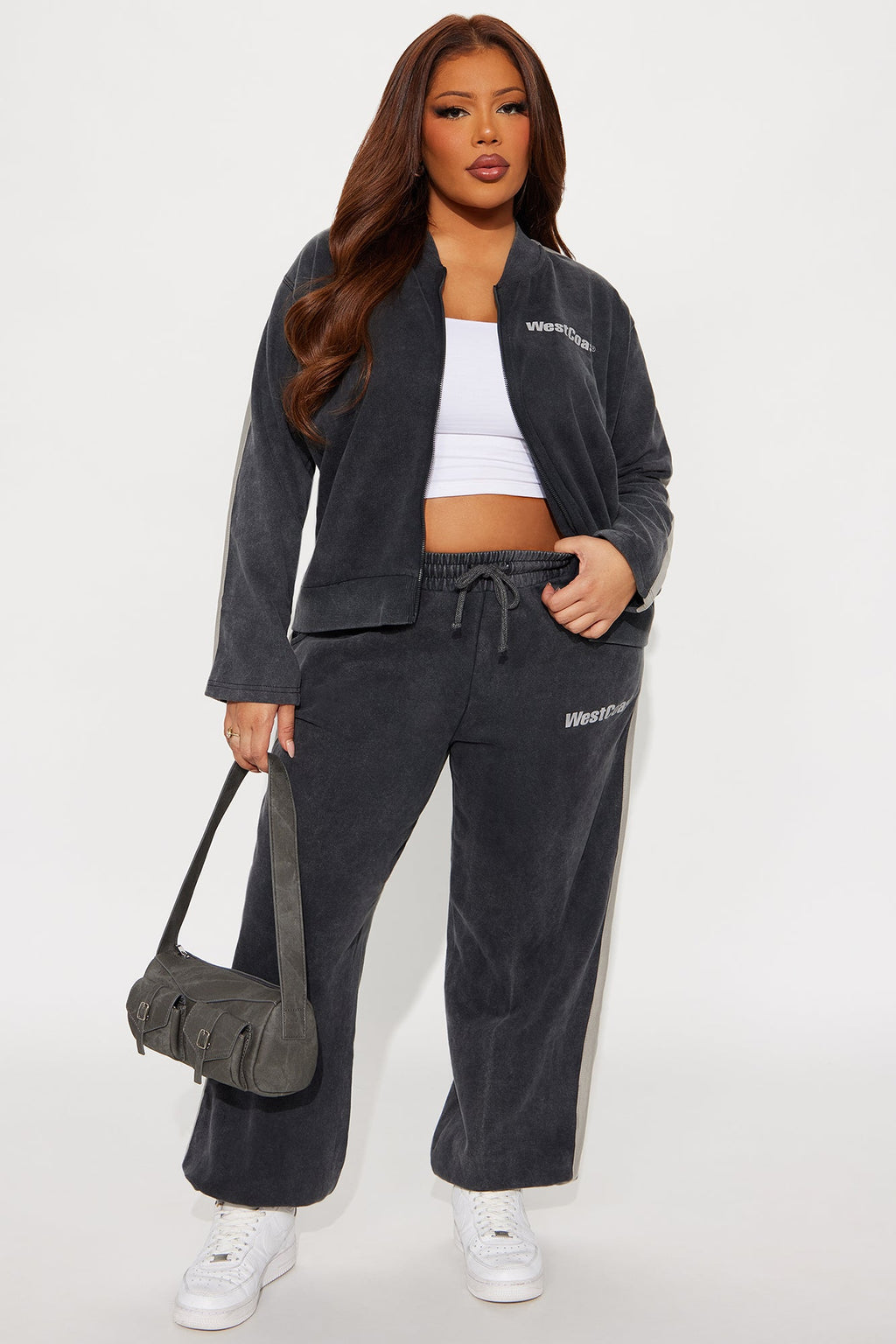 West Coast Washed Fleece Jogger Set - Black