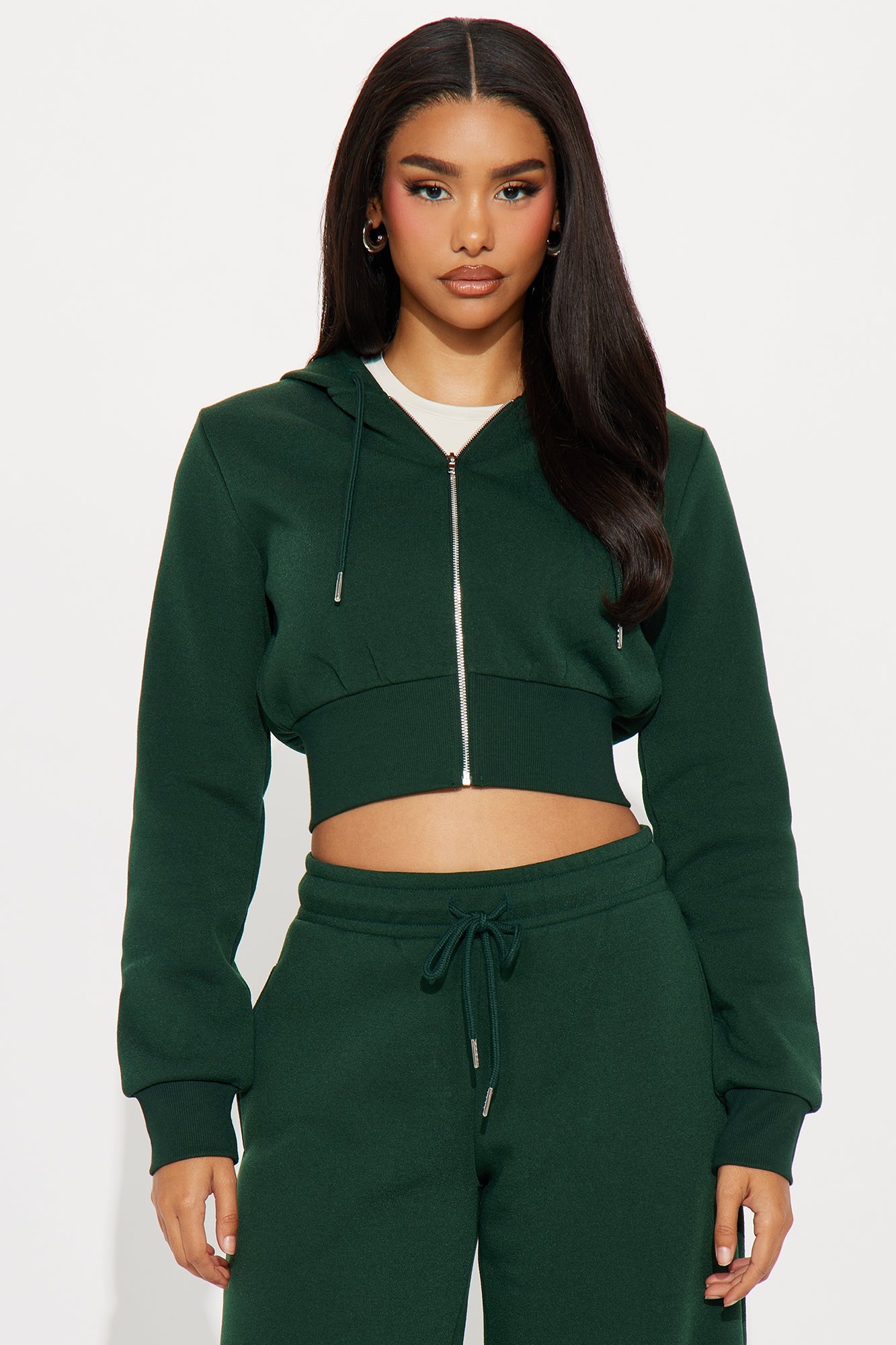 Charlie Fleece Zip Up Pant Set - Hunter