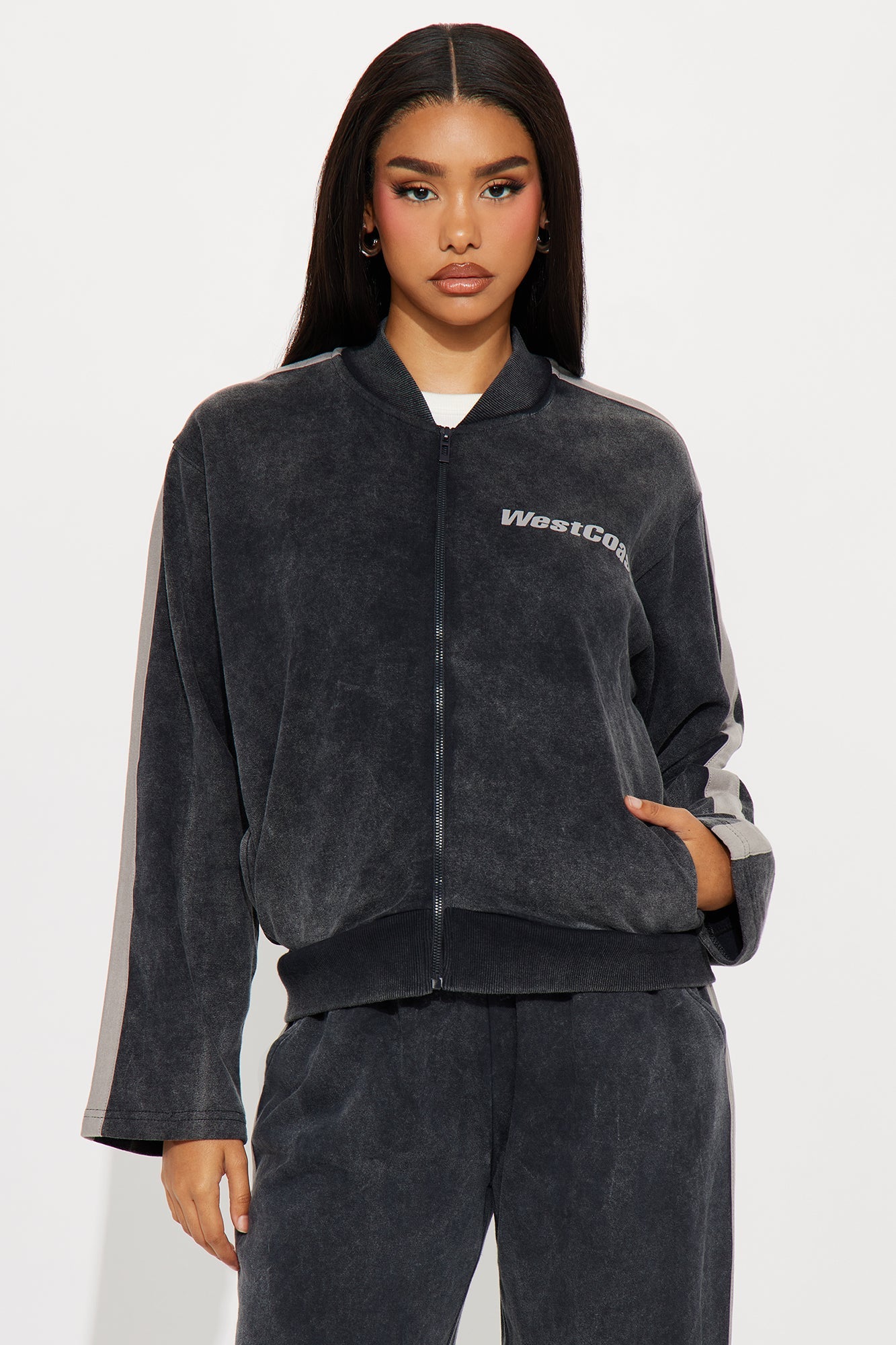 West Coast Washed Fleece Jogger Set - Black