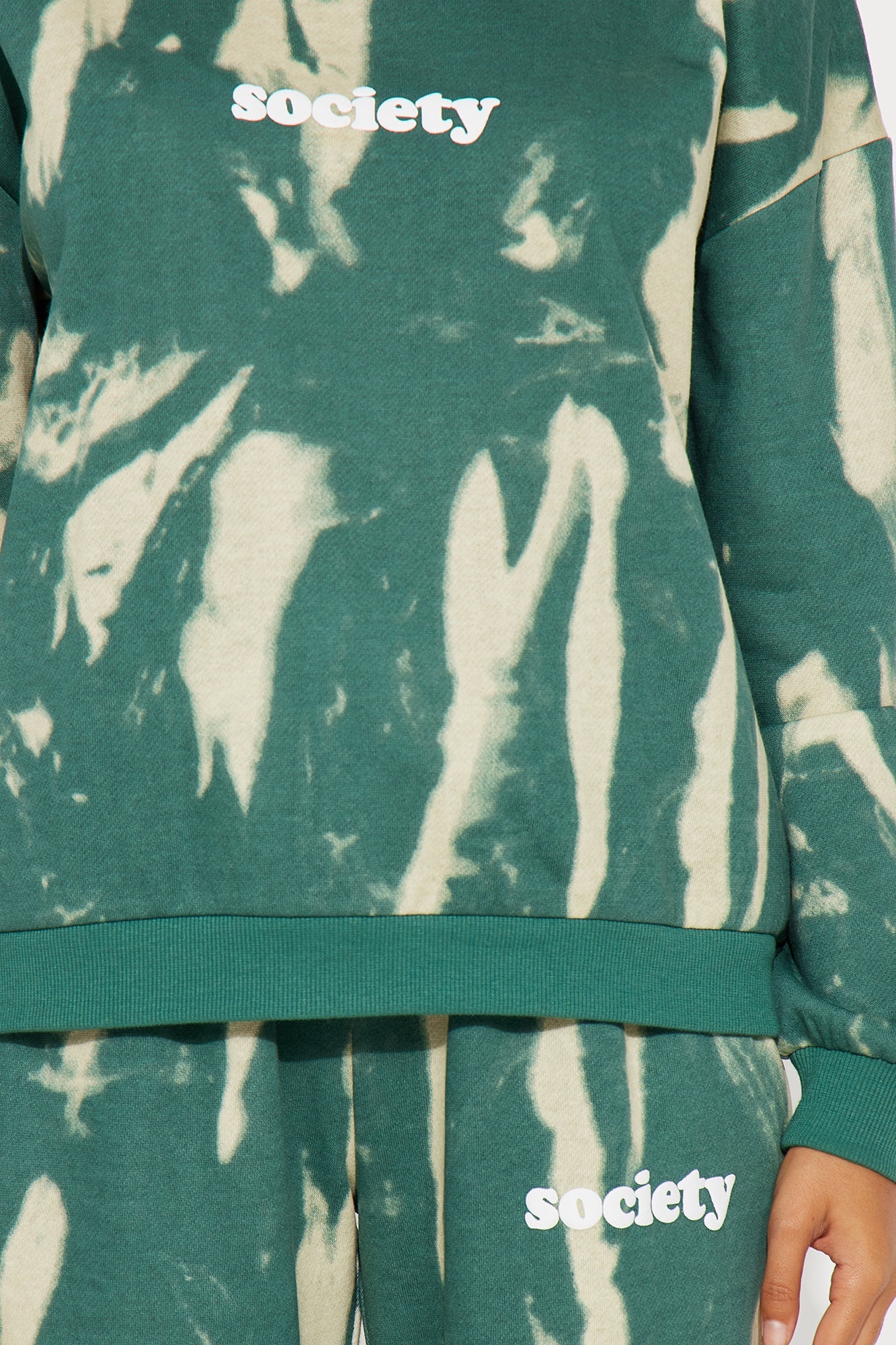 Society Ties Fleece Pant Set - Green/combo