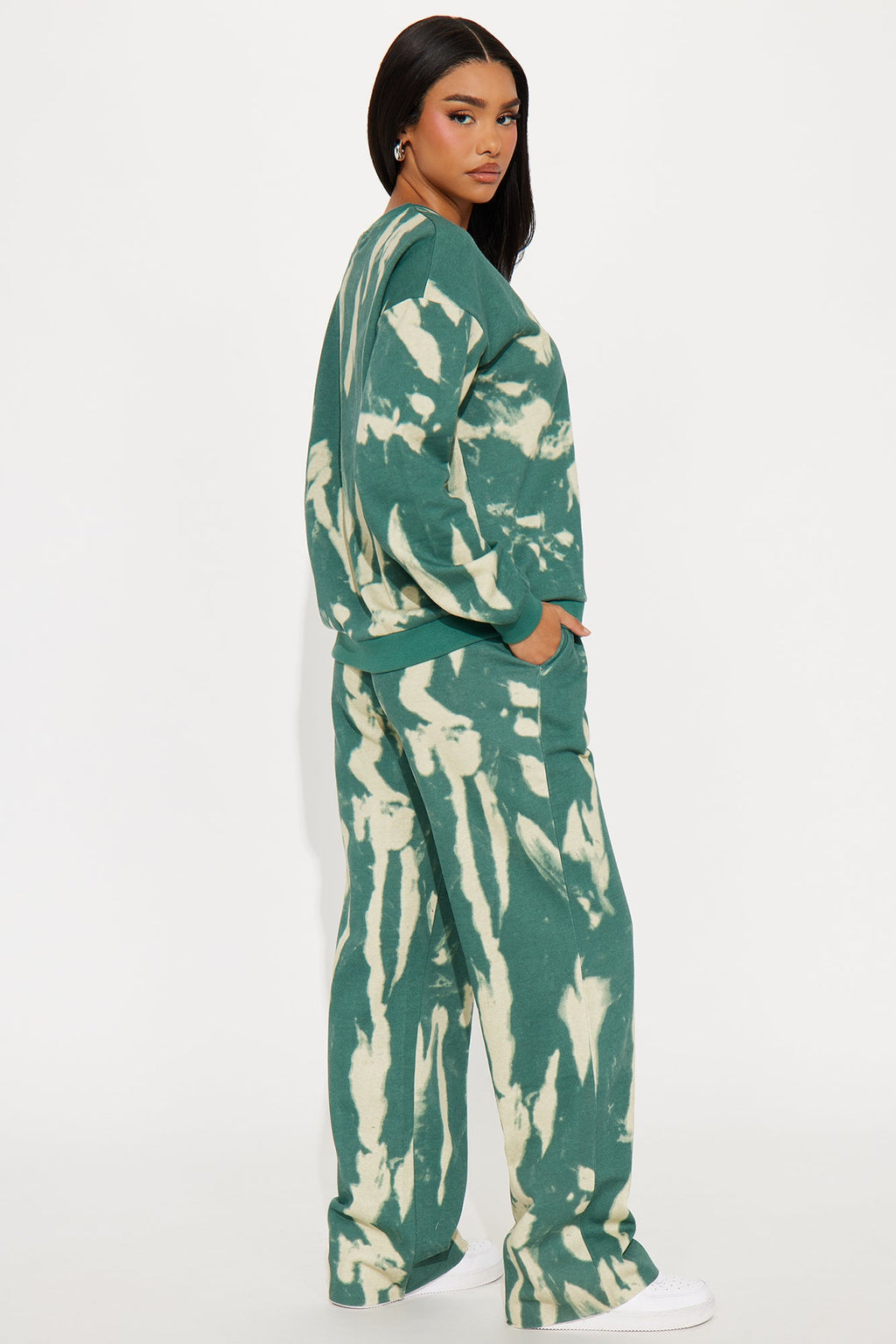 Society Ties Fleece Pant Set - Green/combo