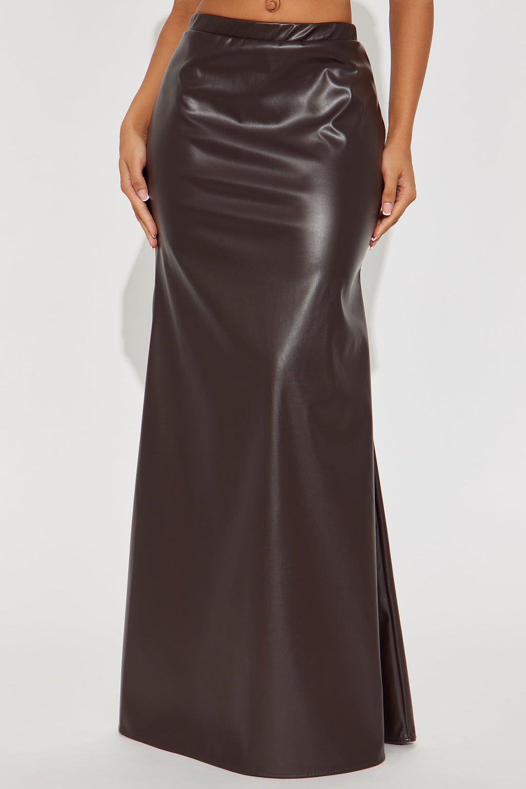 Show Me Love Faux Leather Mermaid Maxi Skirt - Chocolate