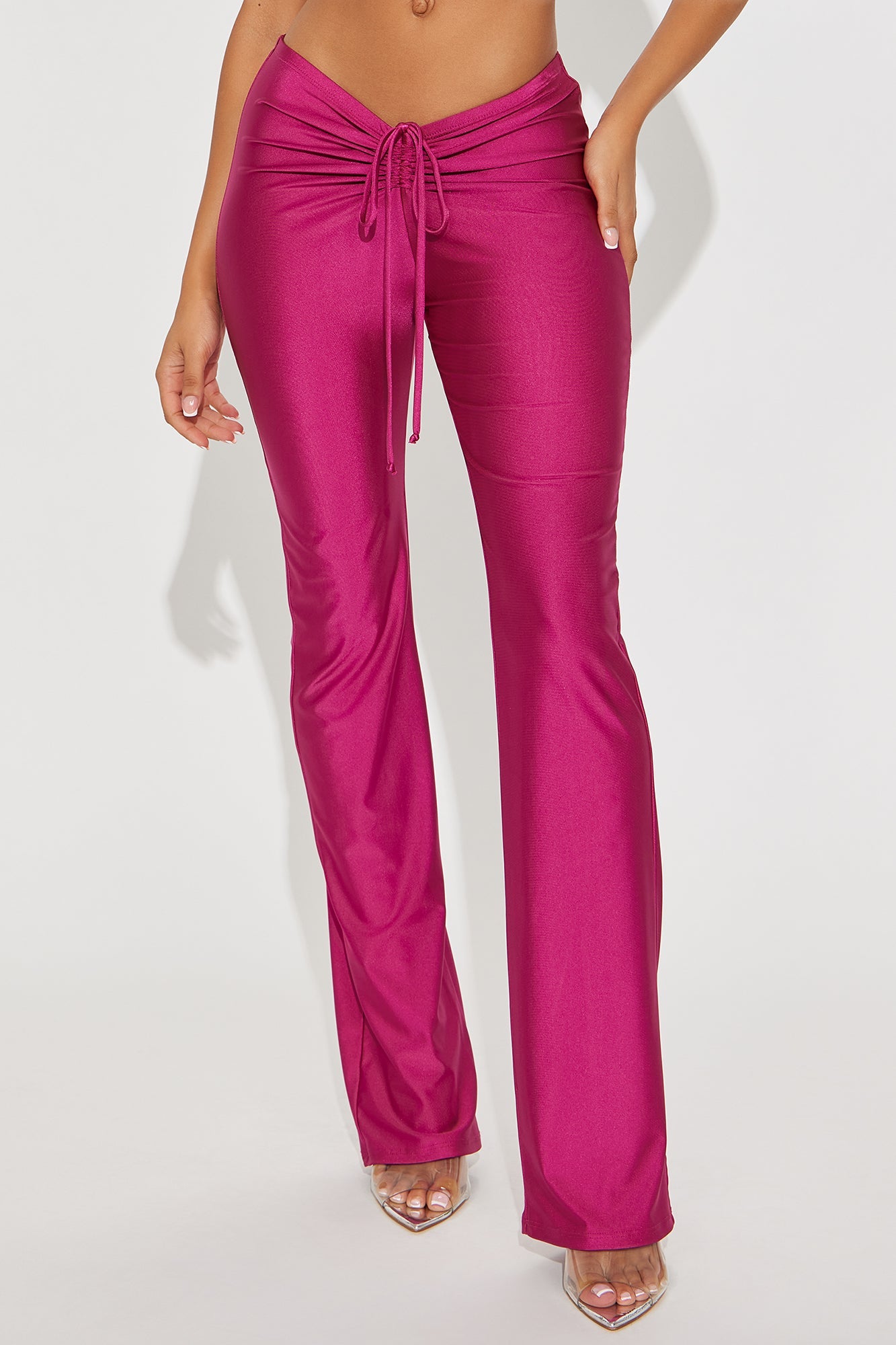 Feeling Flirty Ruched Skinny Pant - Magenta