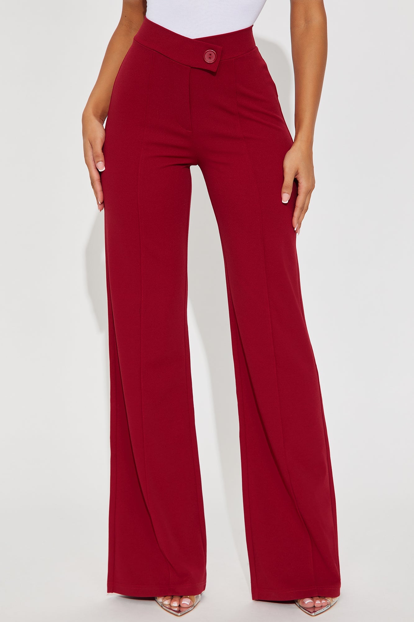 Call It Even Wide Leg Dress Pants - Burgundy
