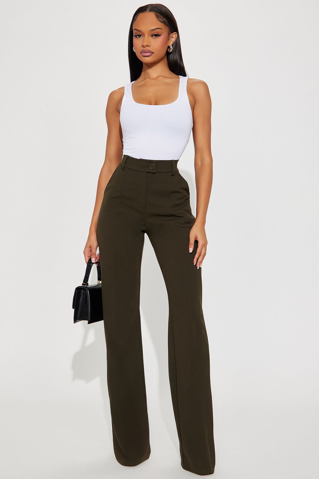 Tall Heidi Wide Leg Trouser Pant - Olive