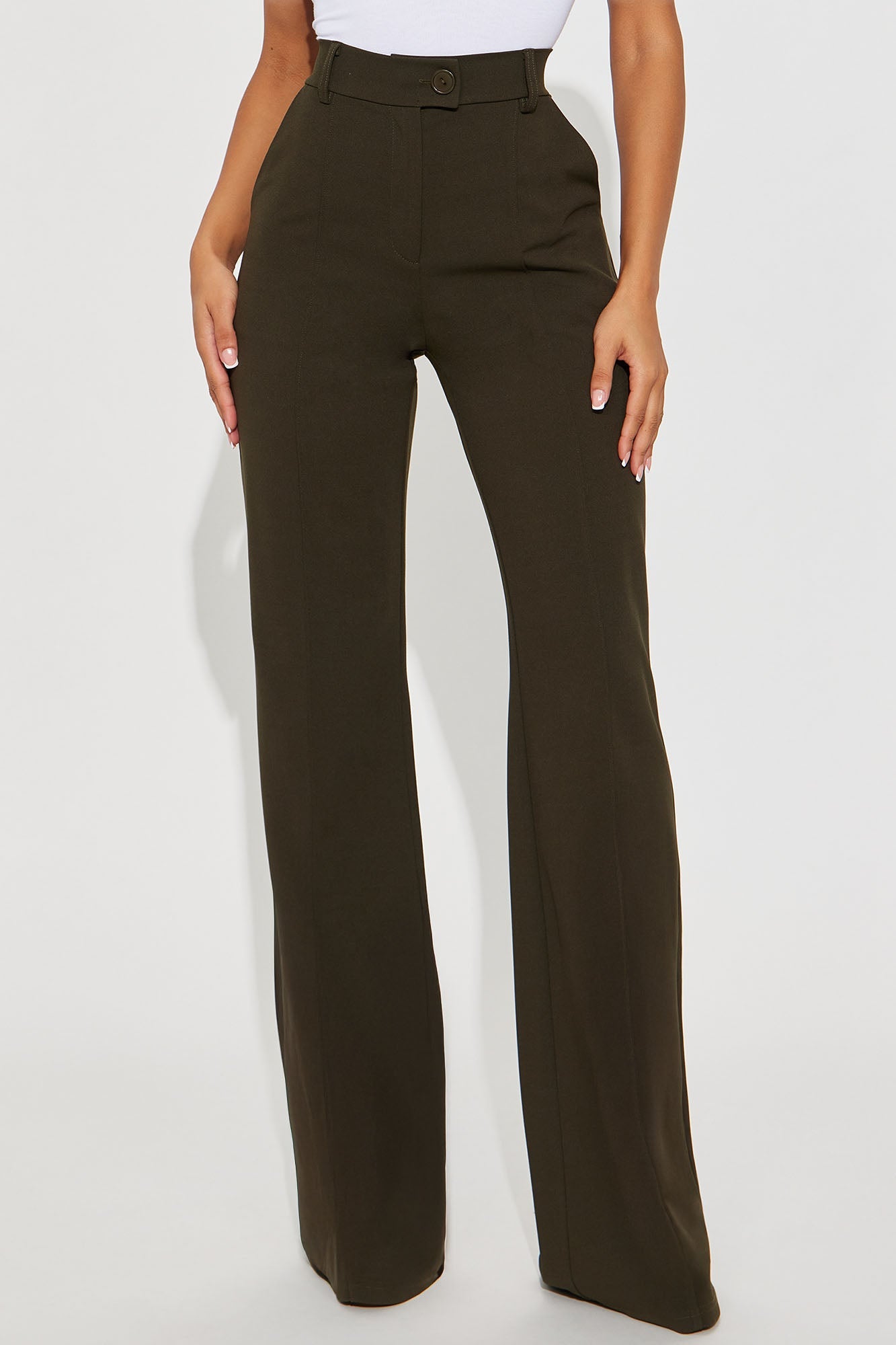 Tall Heidi Wide Leg Trouser Pant - Olive