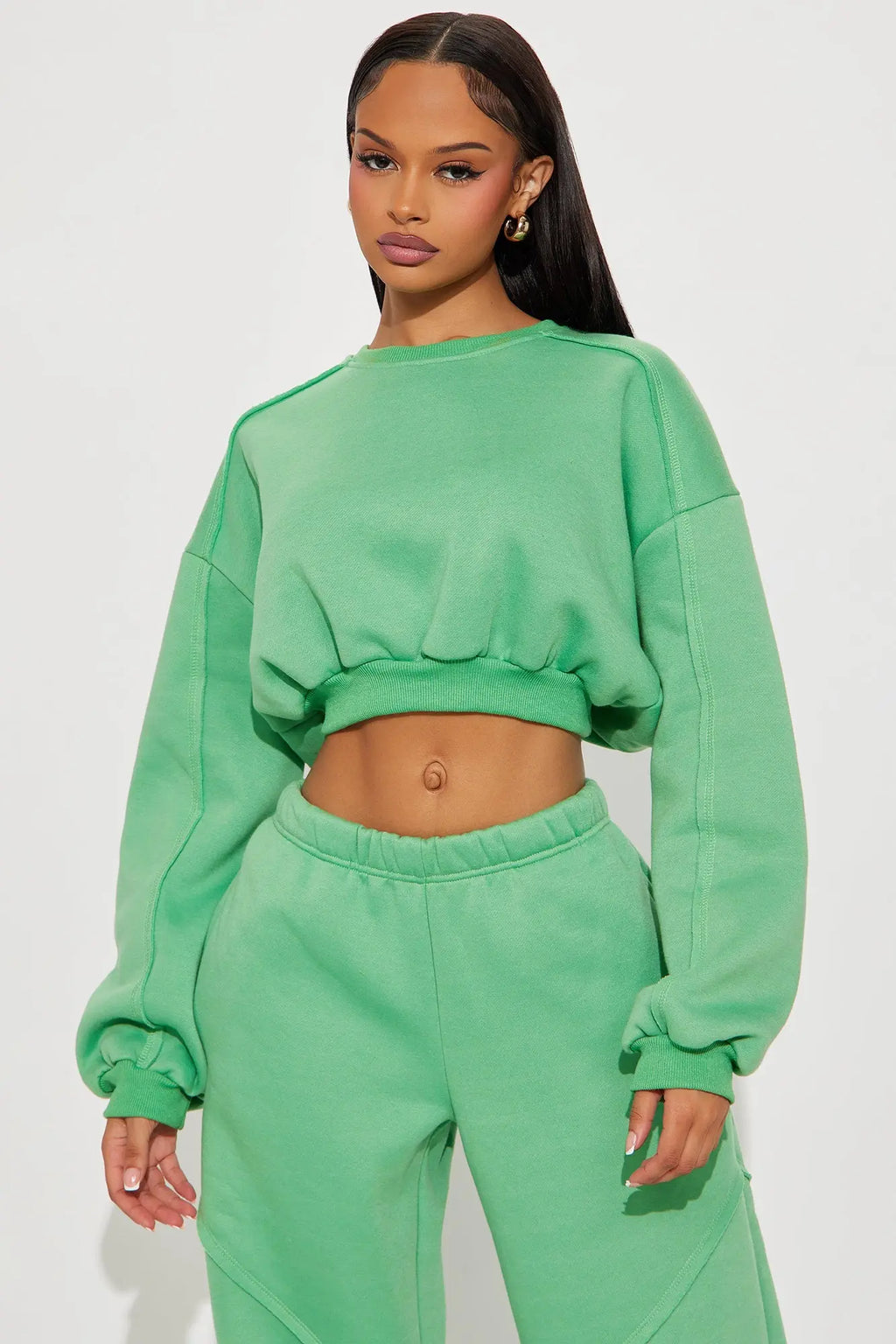 Unwind Time Fleece Pant Set - Green 