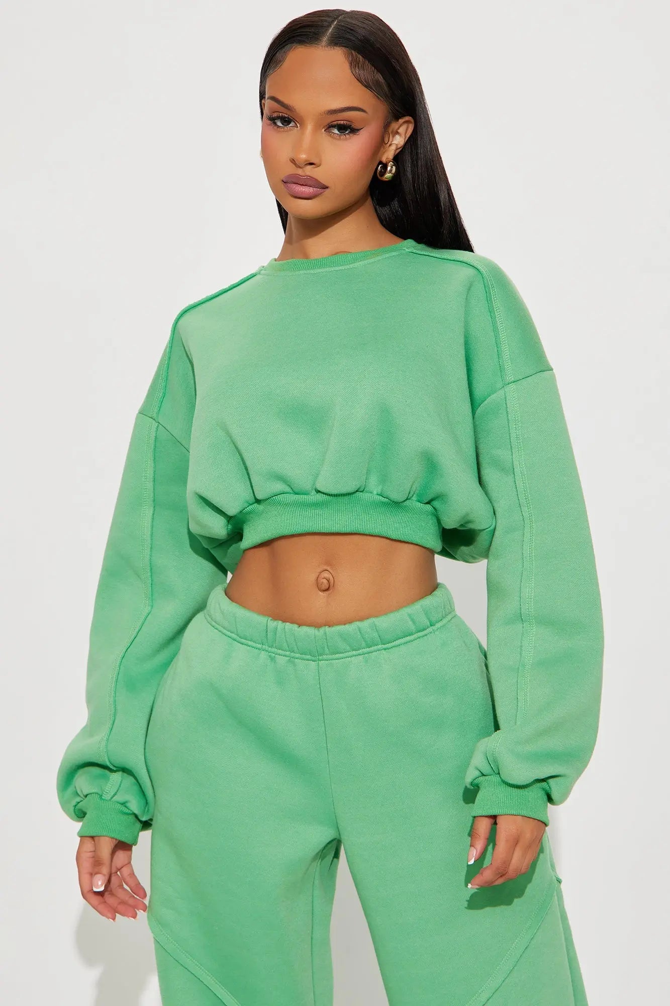 Unwind Time Fleece Pant Set - Green 
