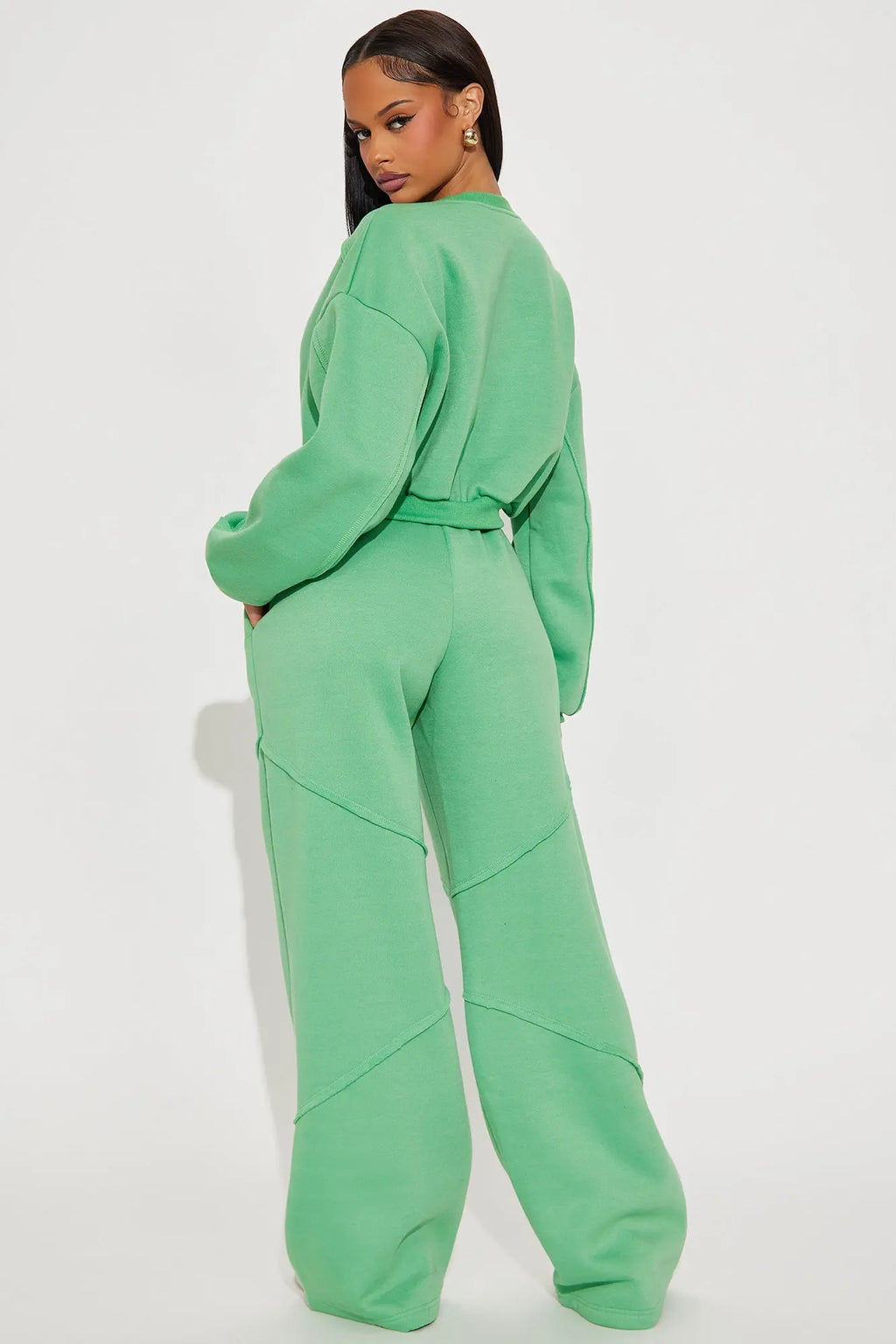 Unwind Time Fleece Pant Set - Green 